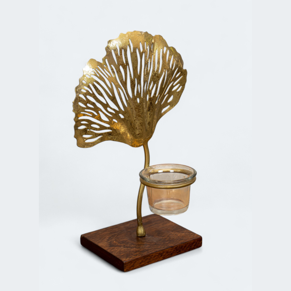 Ginkgo Leaf Votive Candle Holder