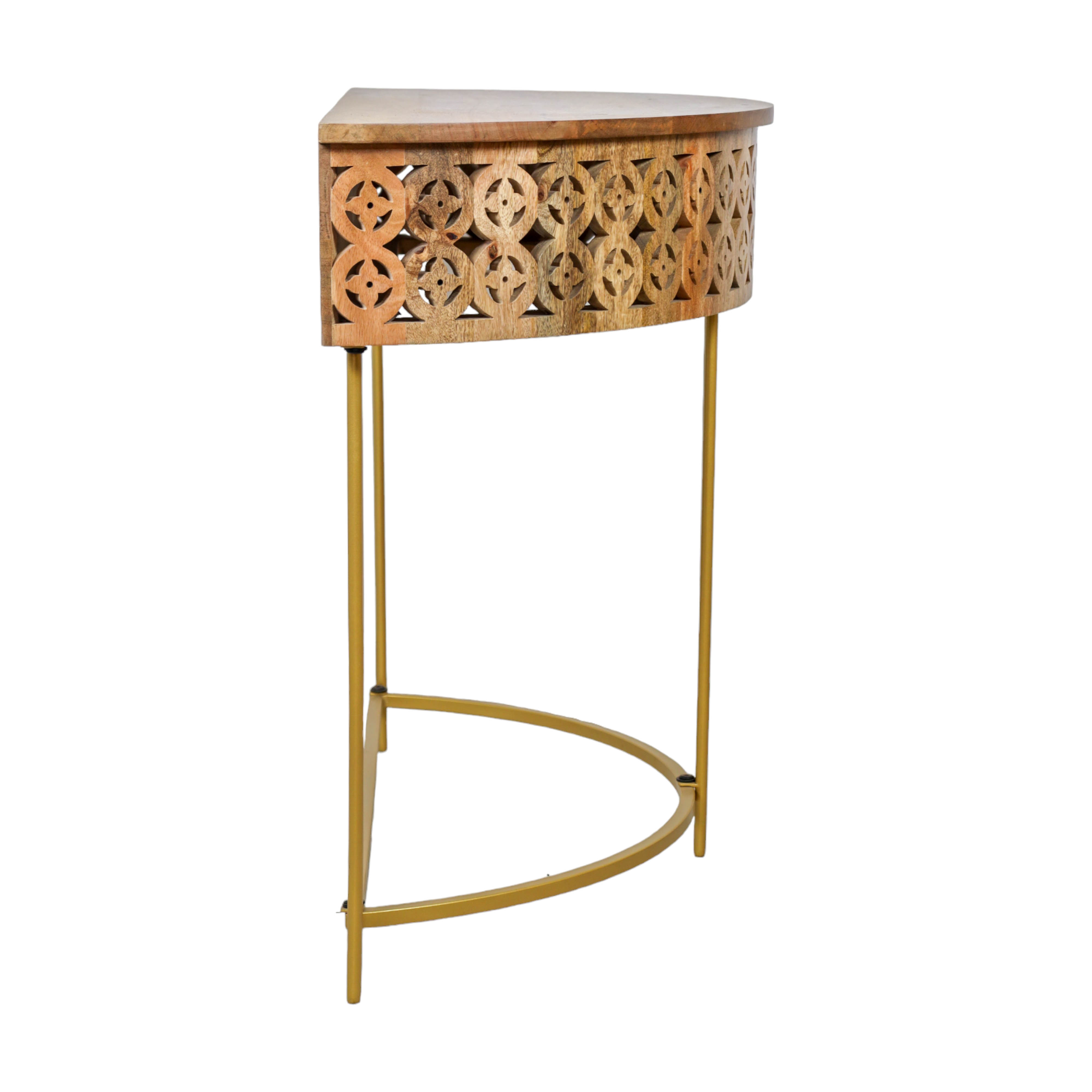 Intricate Carved Half Moon Console Table