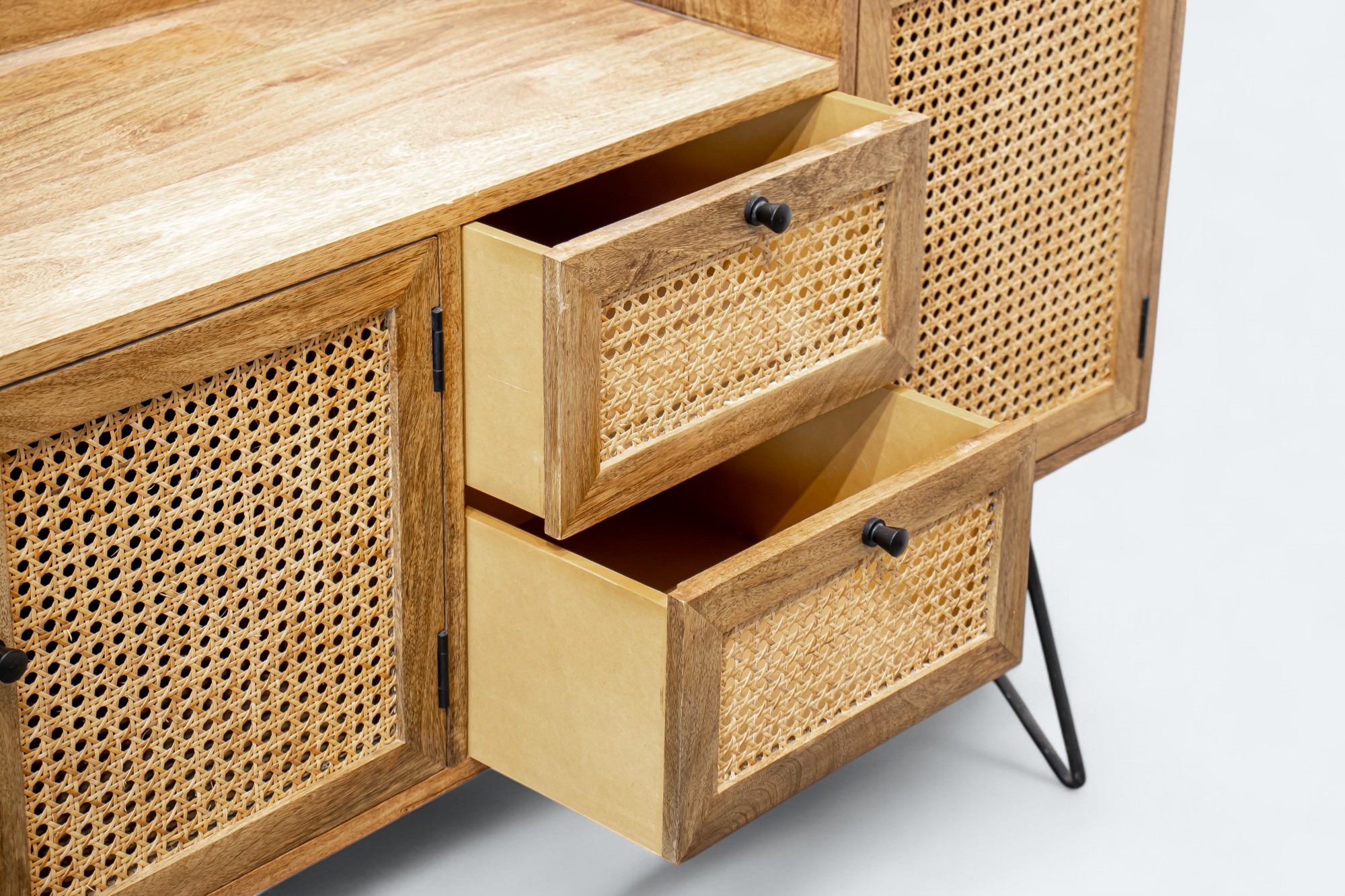 Rattan Weave Accent Cabinet