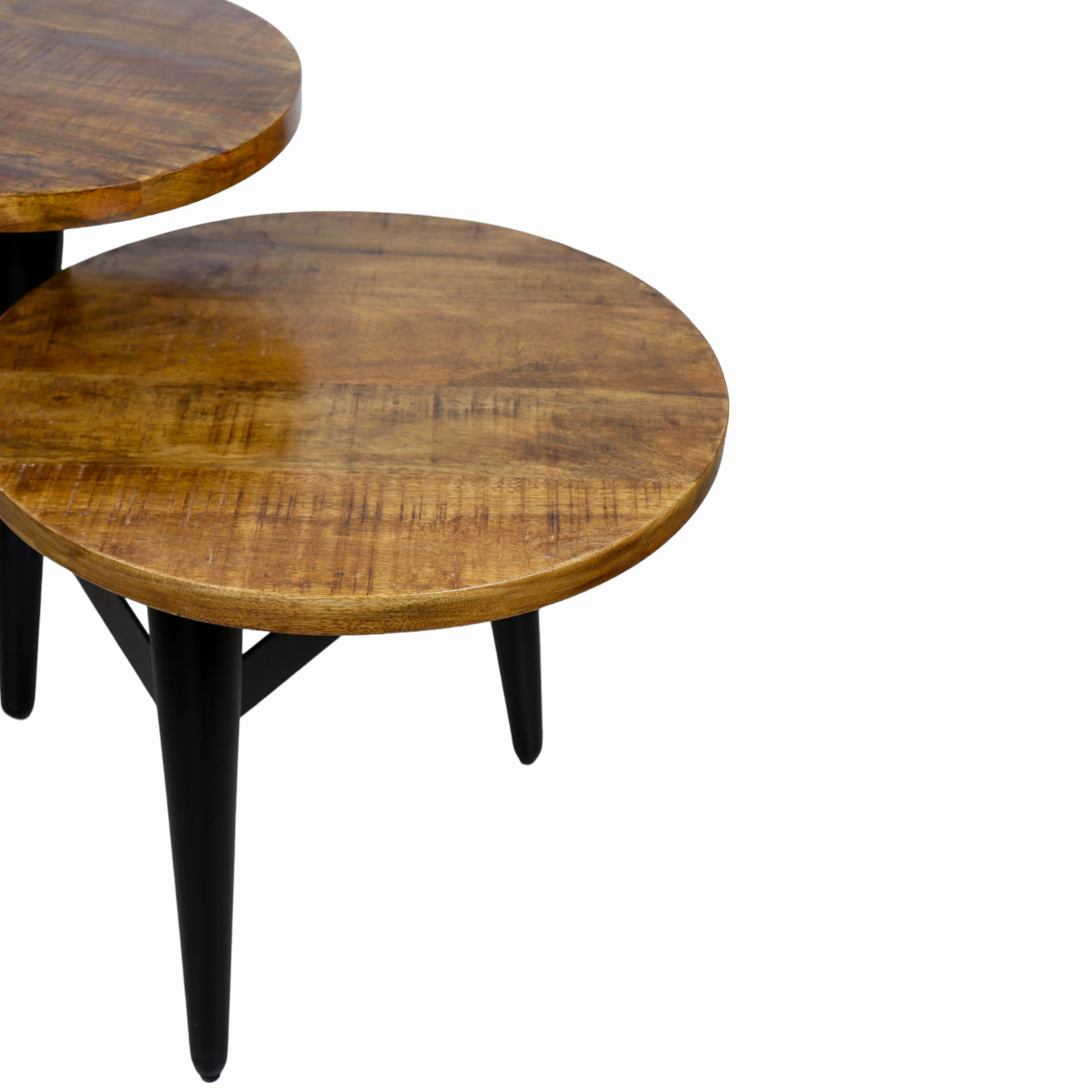 wooden & Metal Multilevel End Side Accent Table