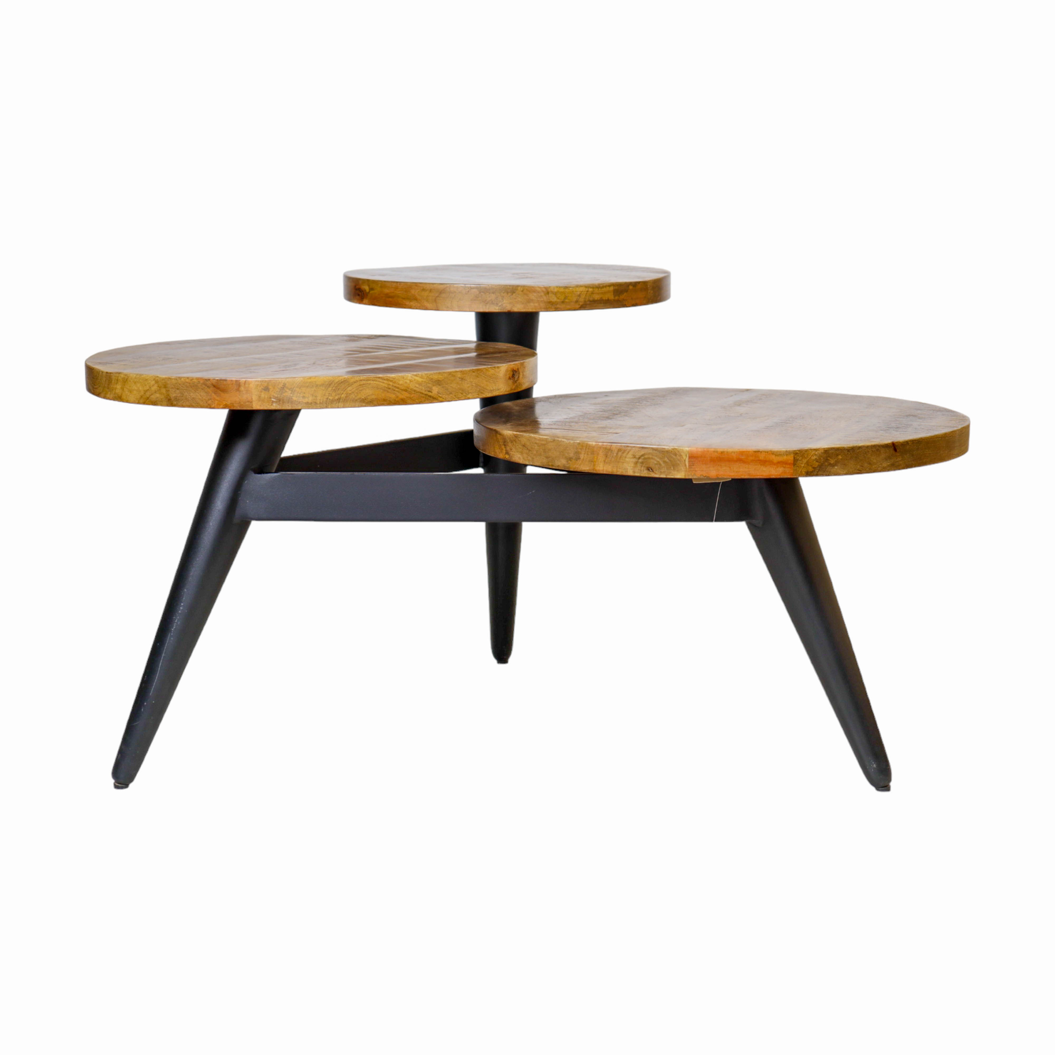 Wooden & Metal 3 level End Side Accent Table