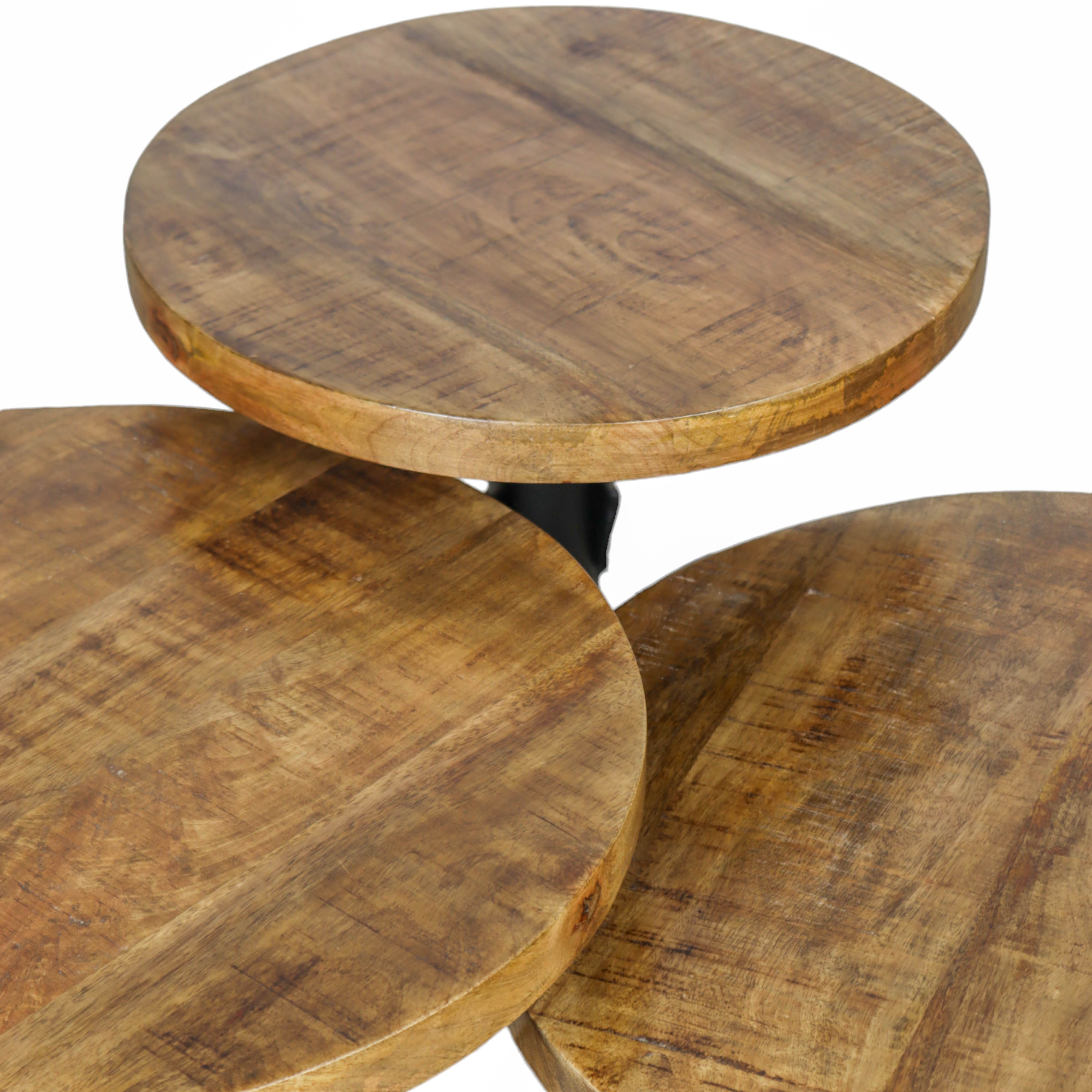 Wooden & Metal 3 level End Side Accent Table