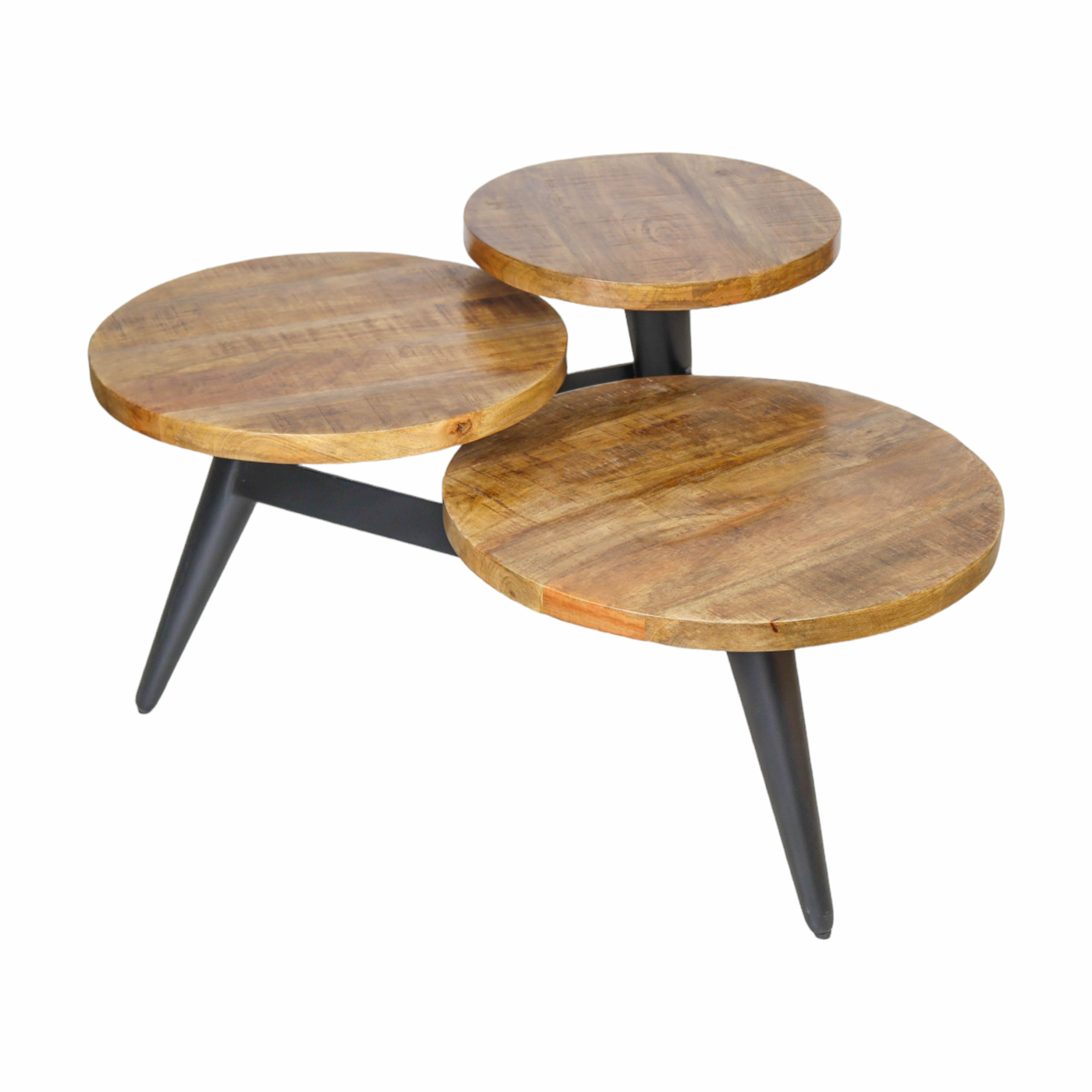 Wooden & Metal 3 level End Side Accent Table