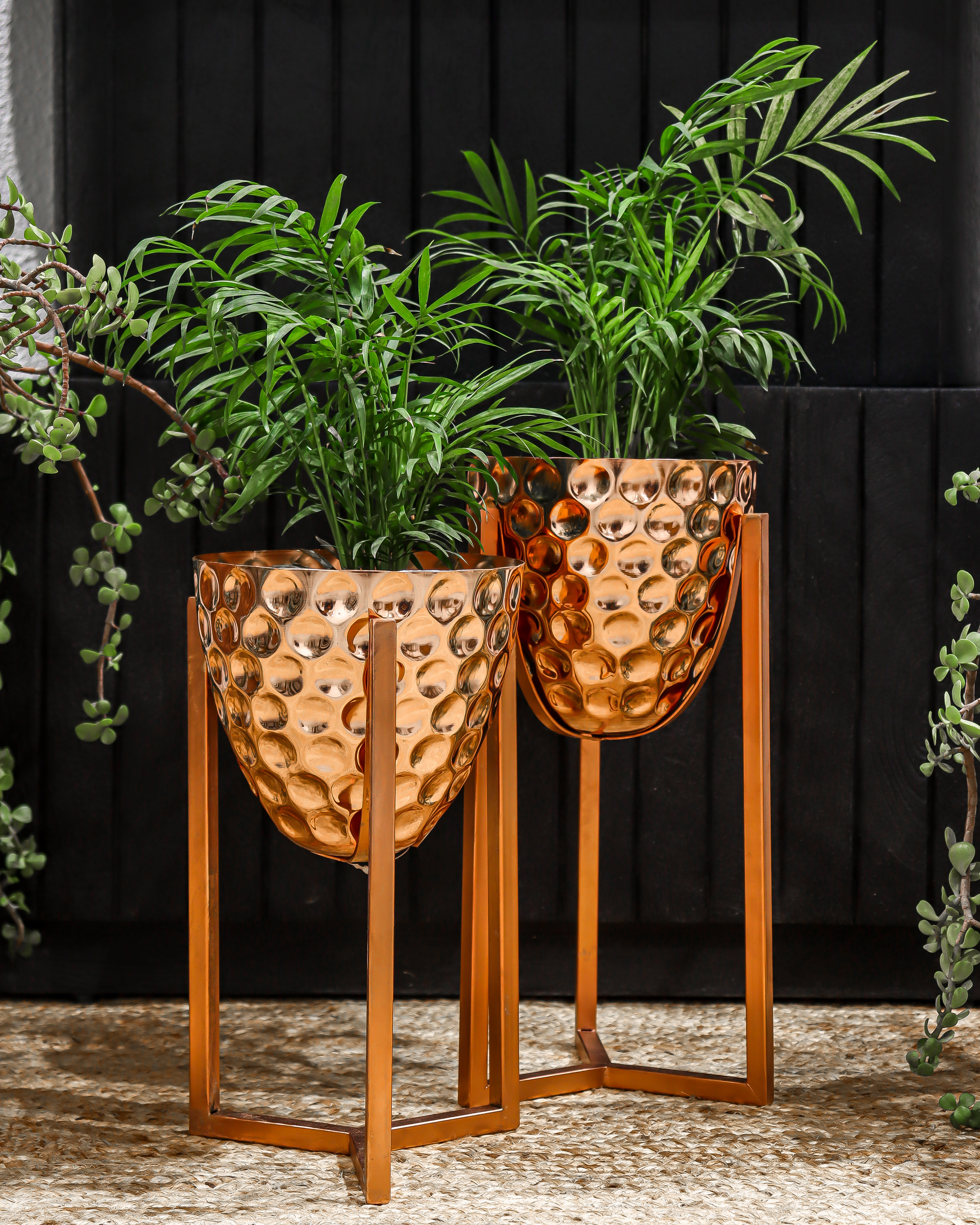 Golden Planter With Stand