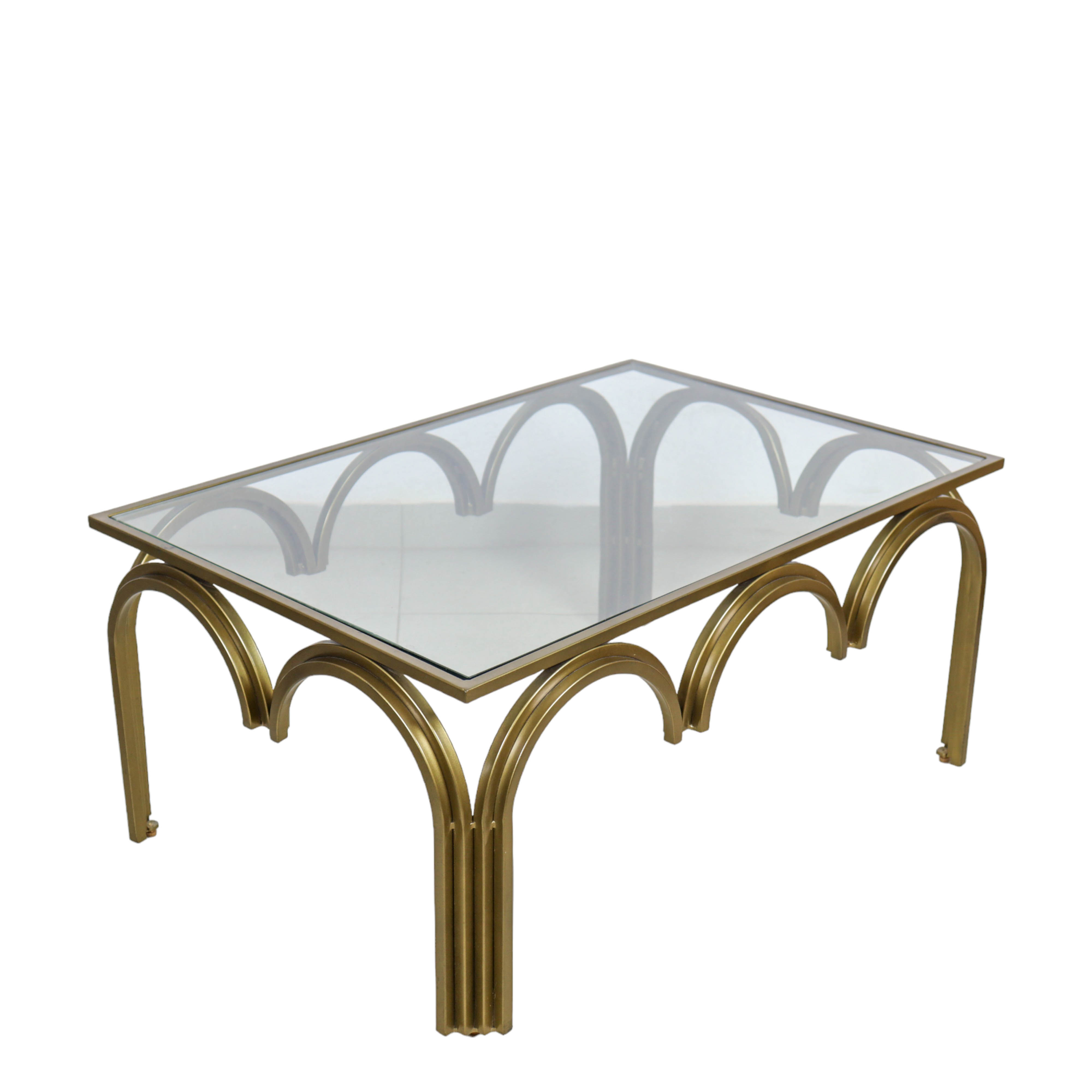 Vintage Inspire Crystal and Brass Center Table