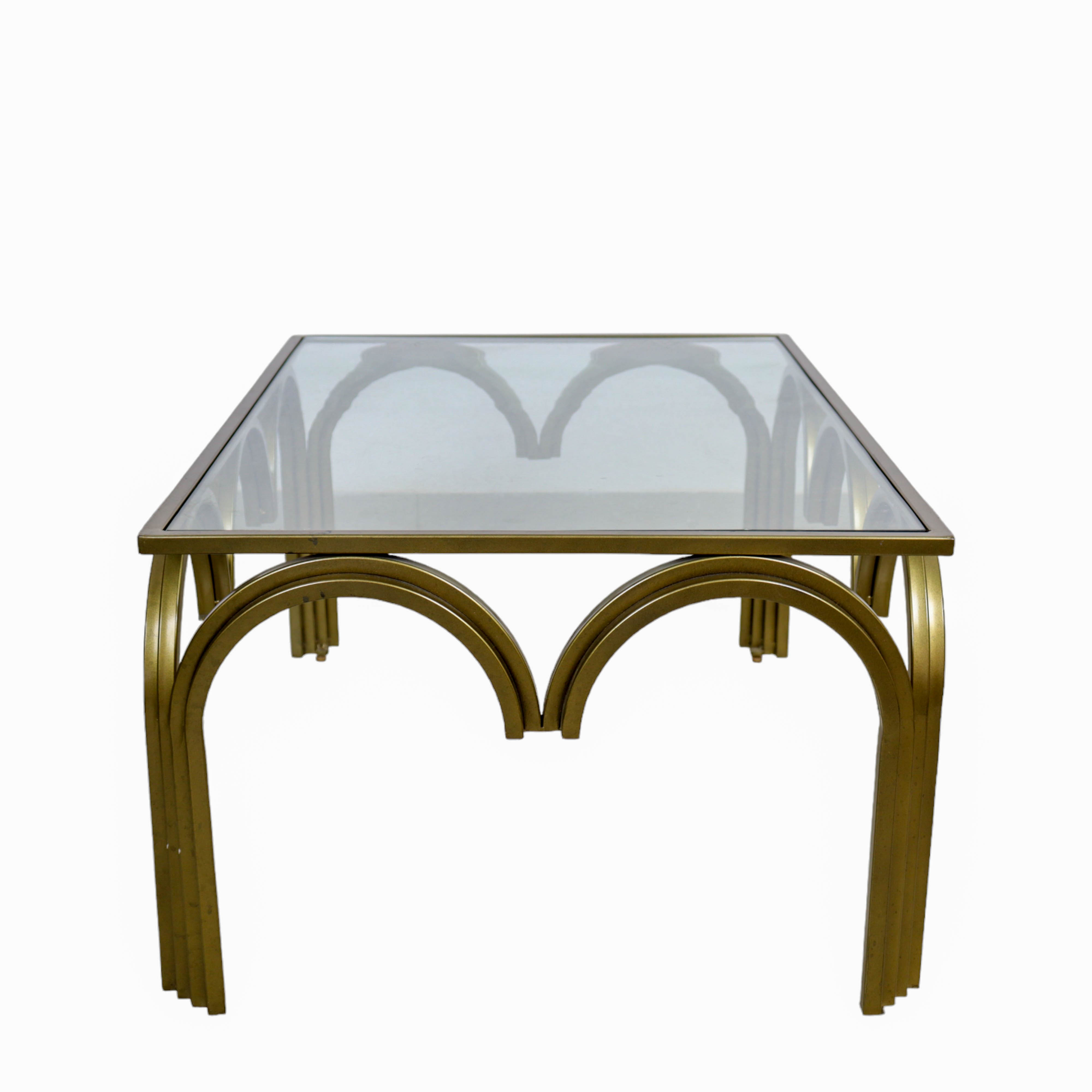Vintage Inspire Crystal and Brass Center Table