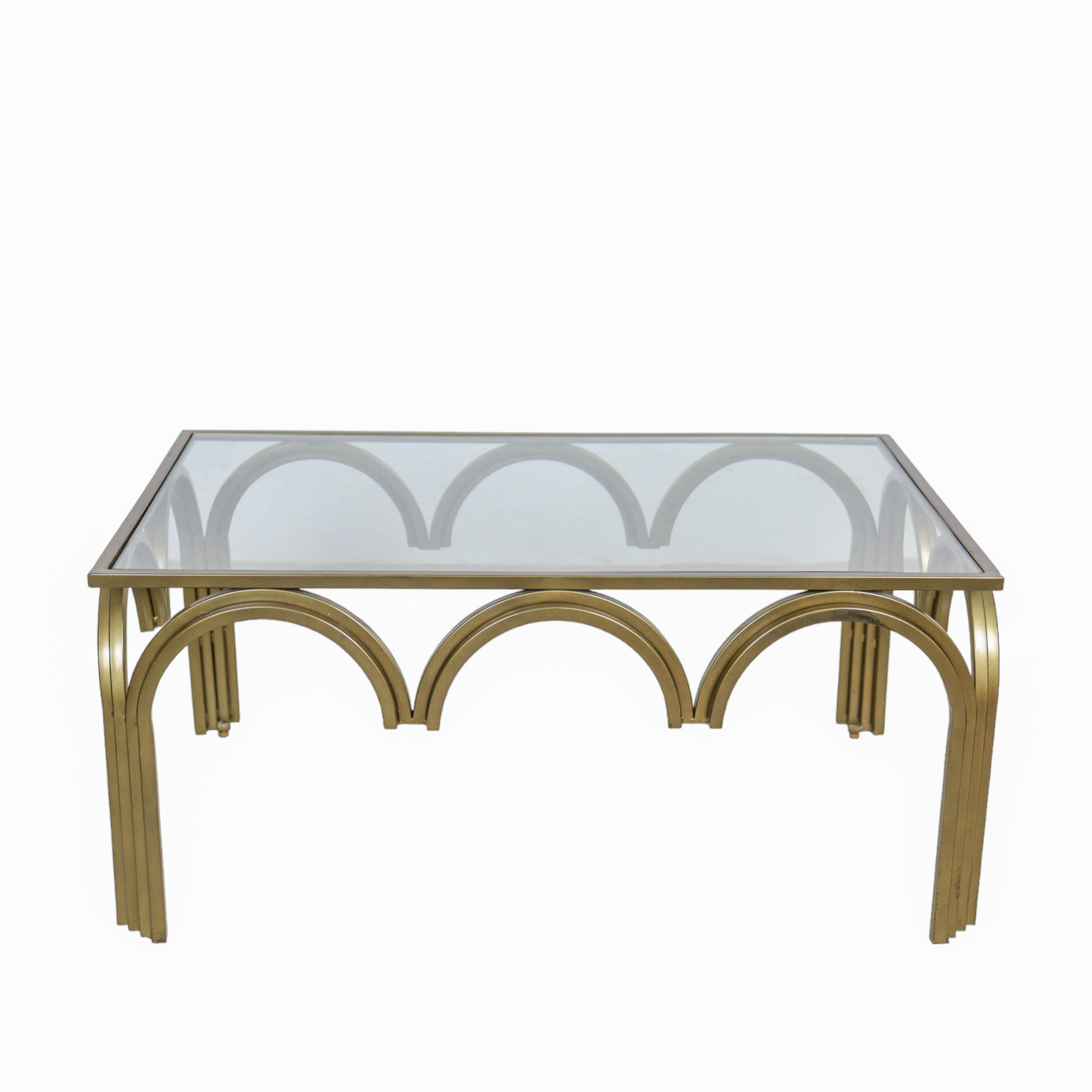 Vintage Inspire Crystal and Brass Center Table