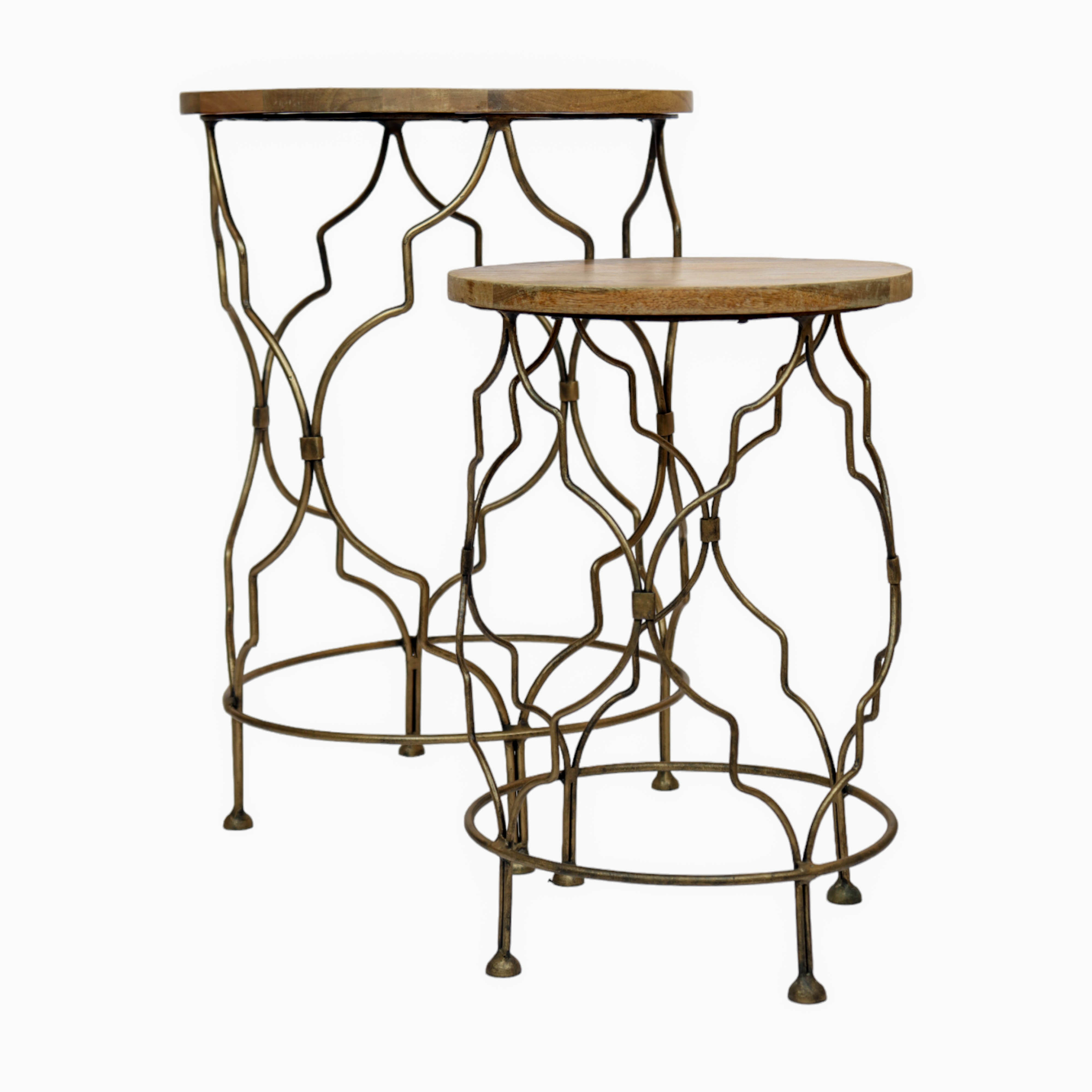 Wooden and Steel Accent Table Set