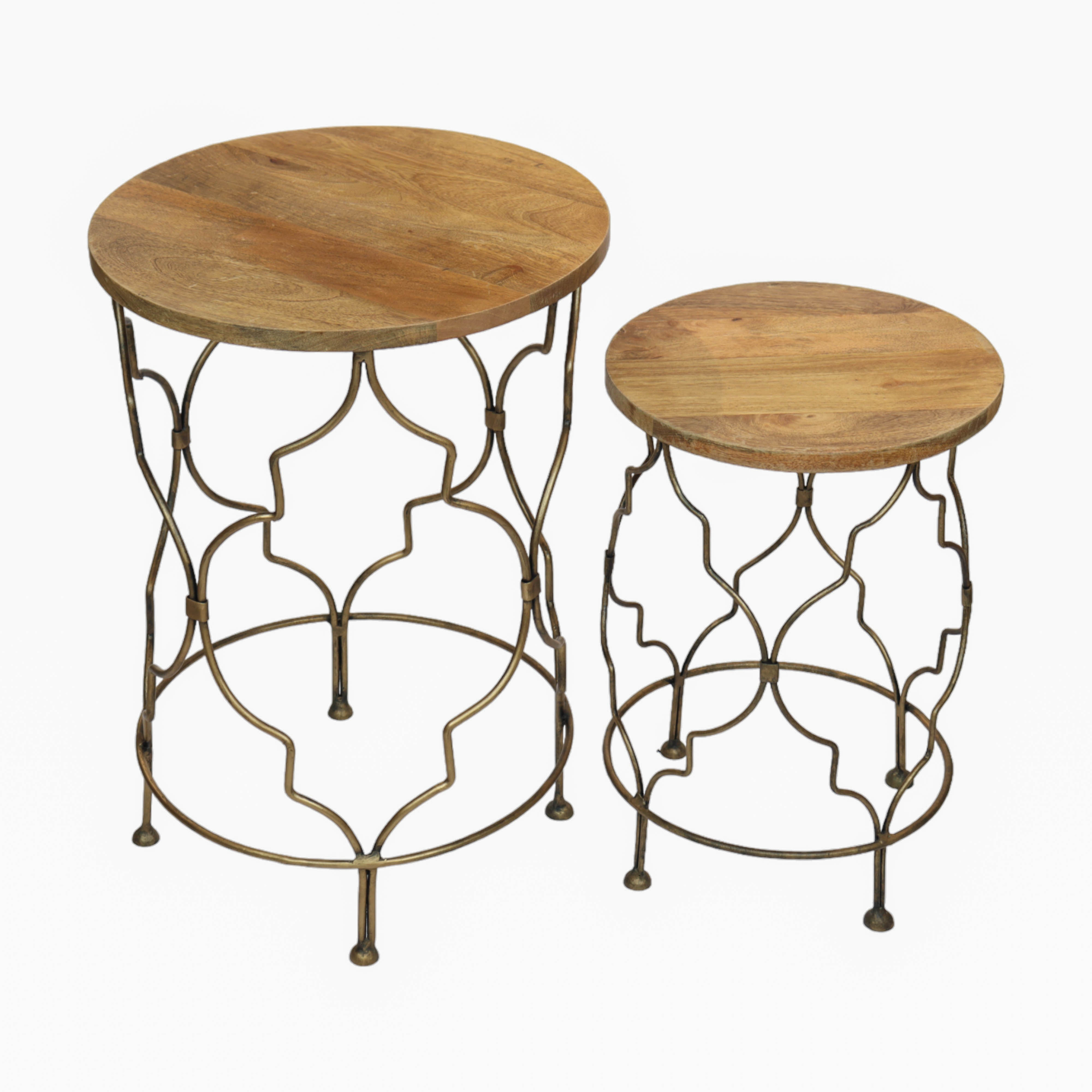 Wooden and Steel Accent Table Set