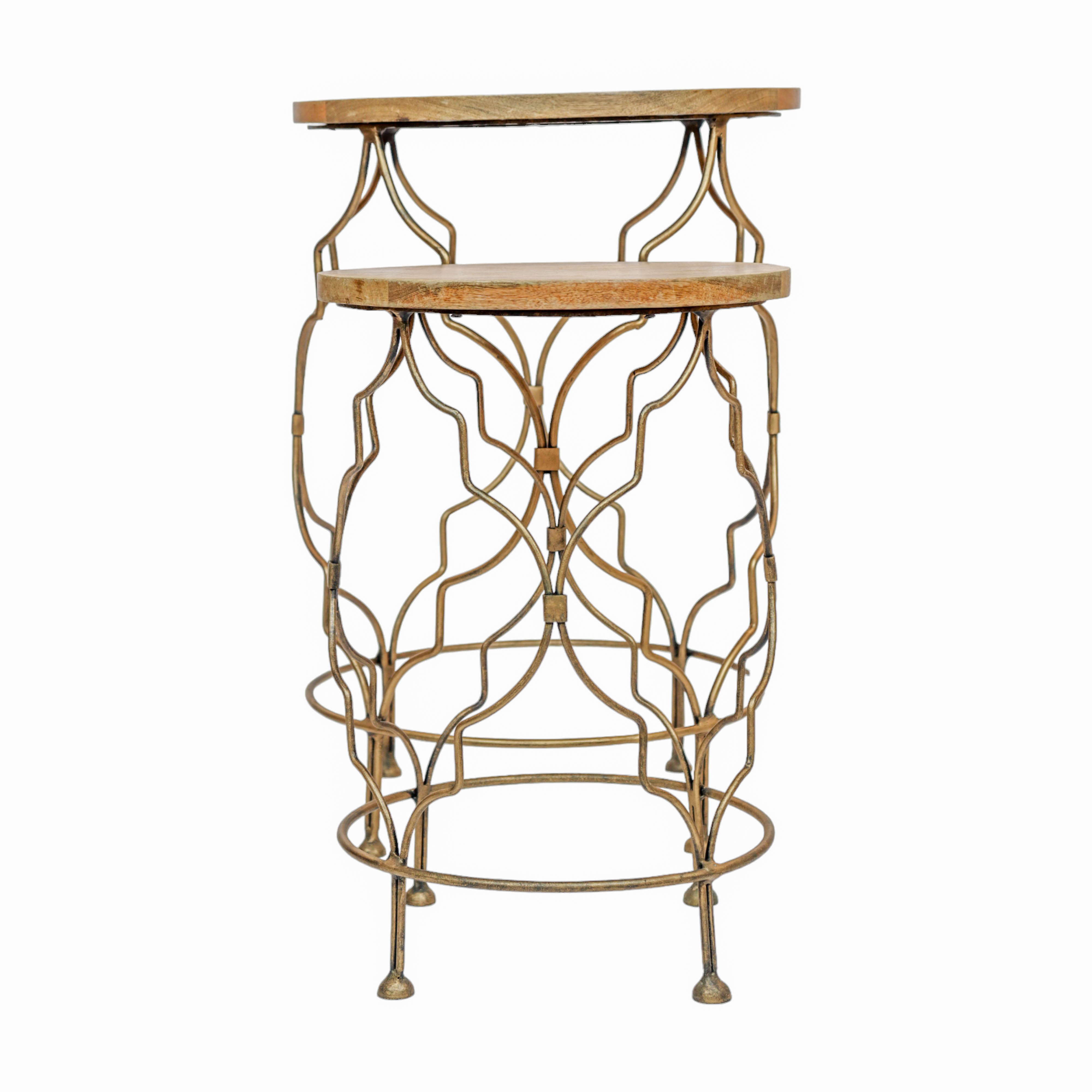 Wooden and Steel Accent Table Set