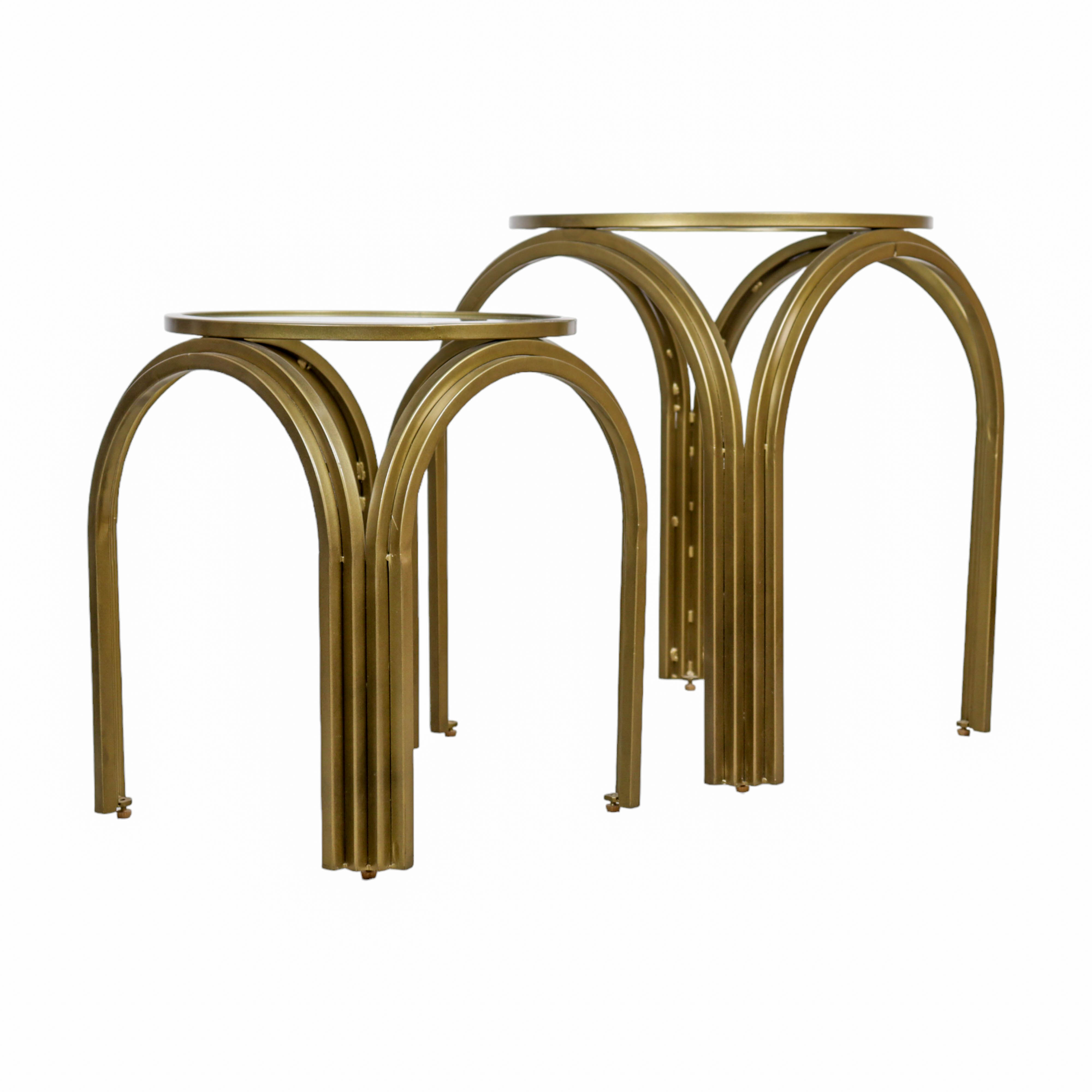 Iron and Glass Set of 2 Accent Table
