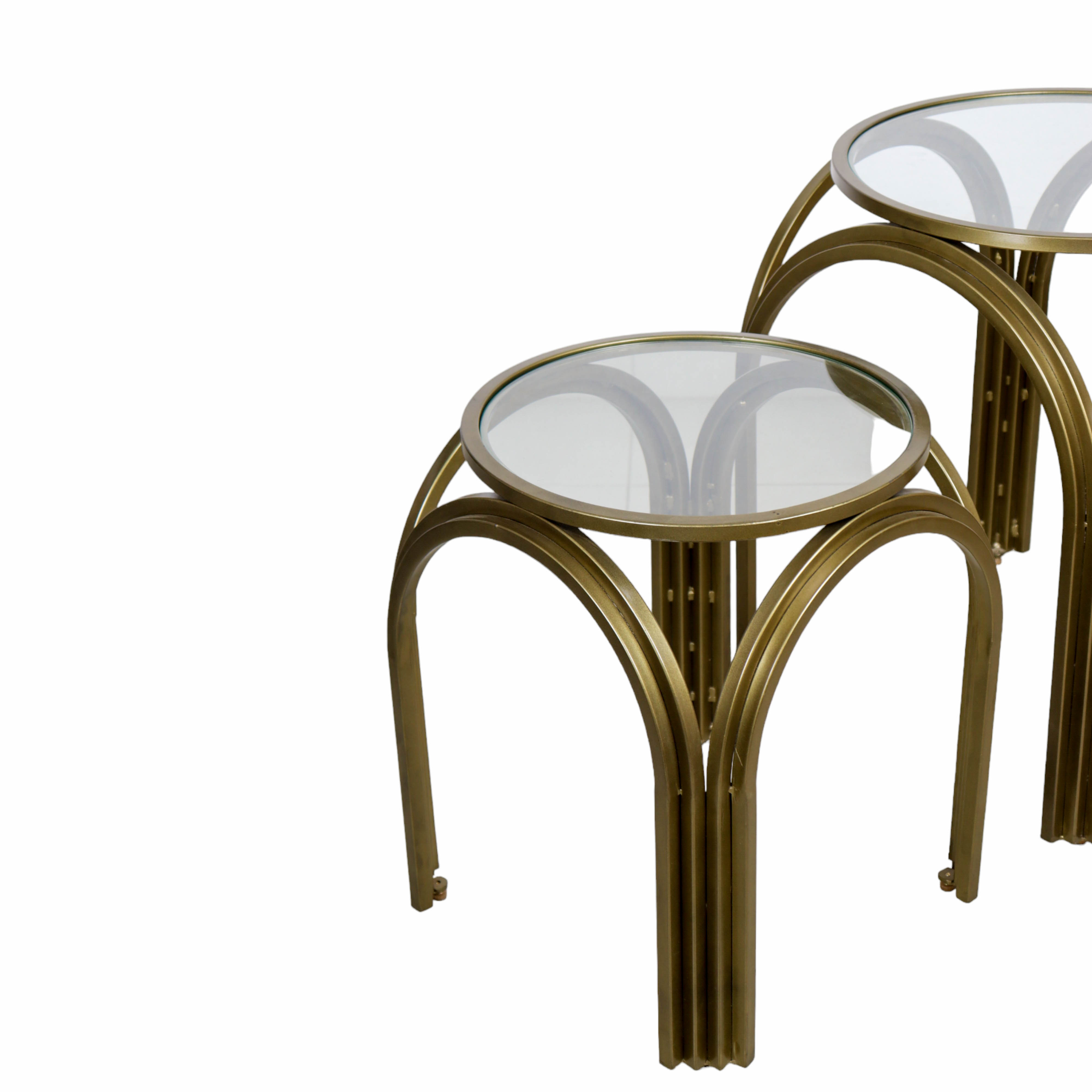 Iron and Glass Set of 2 Accent Table