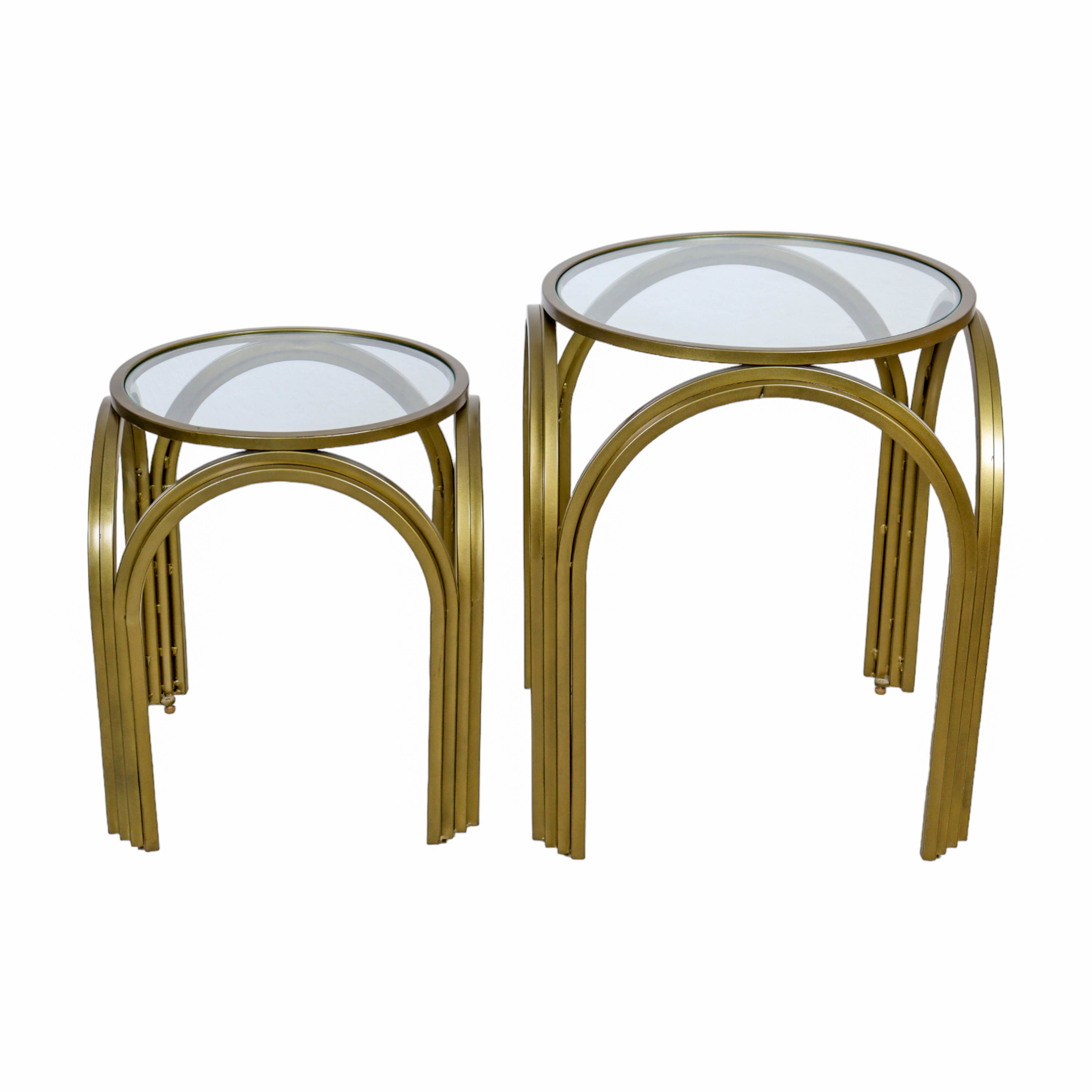 Iron and Glass Set of 2 Accent Table