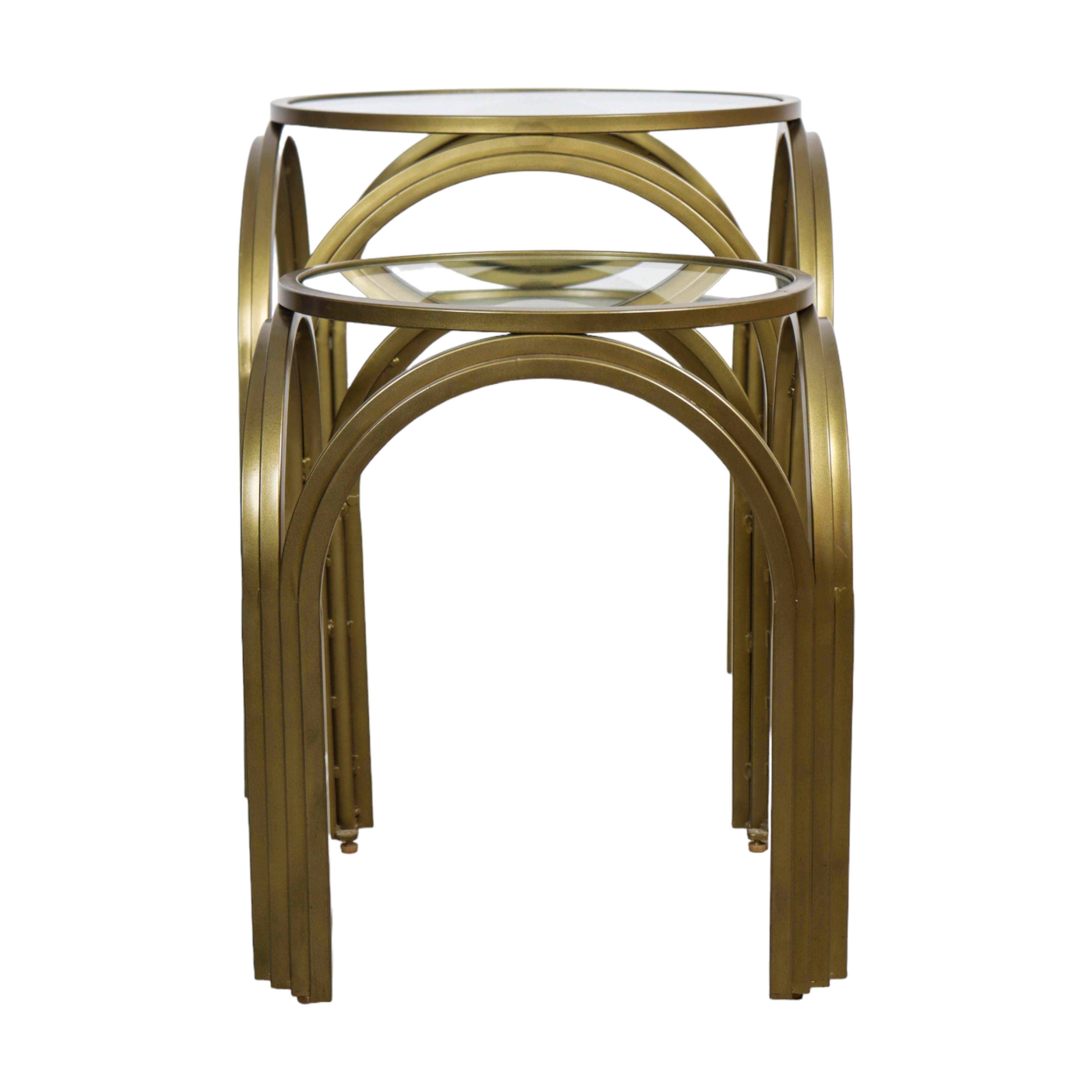 Iron and Glass Set of 2 Accent Table