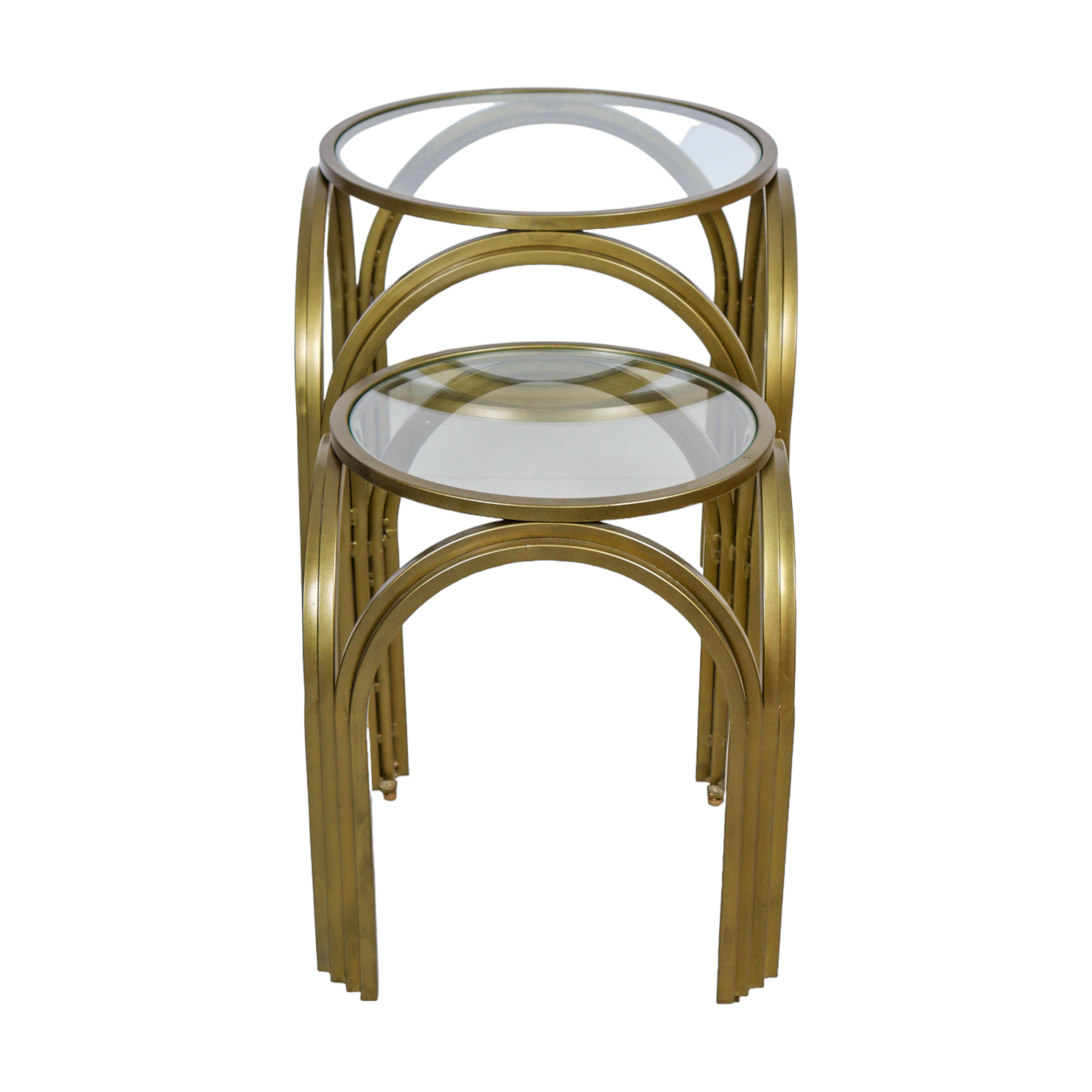 Iron and Glass Set of 2 Accent Table