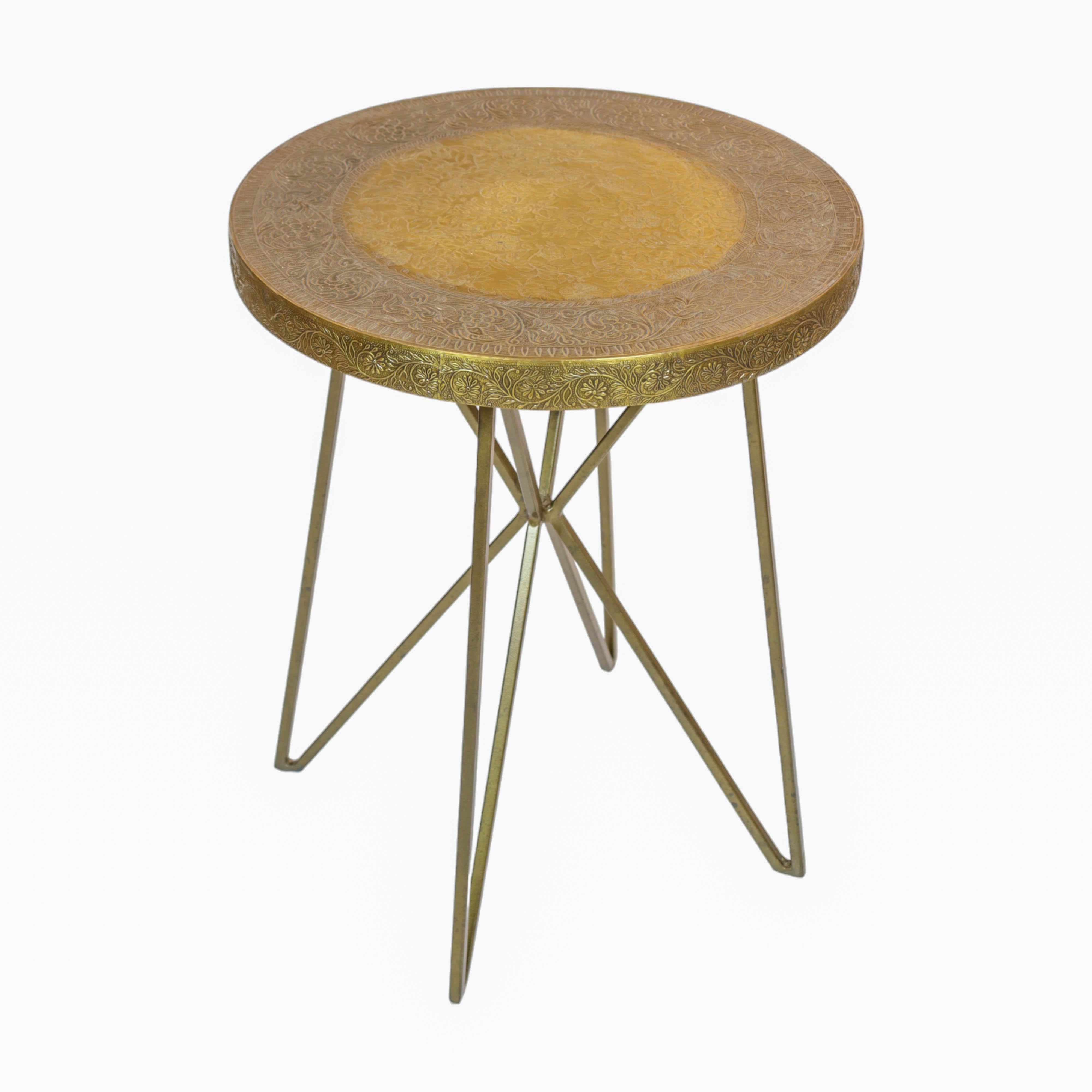 Golden Embossed Side Table