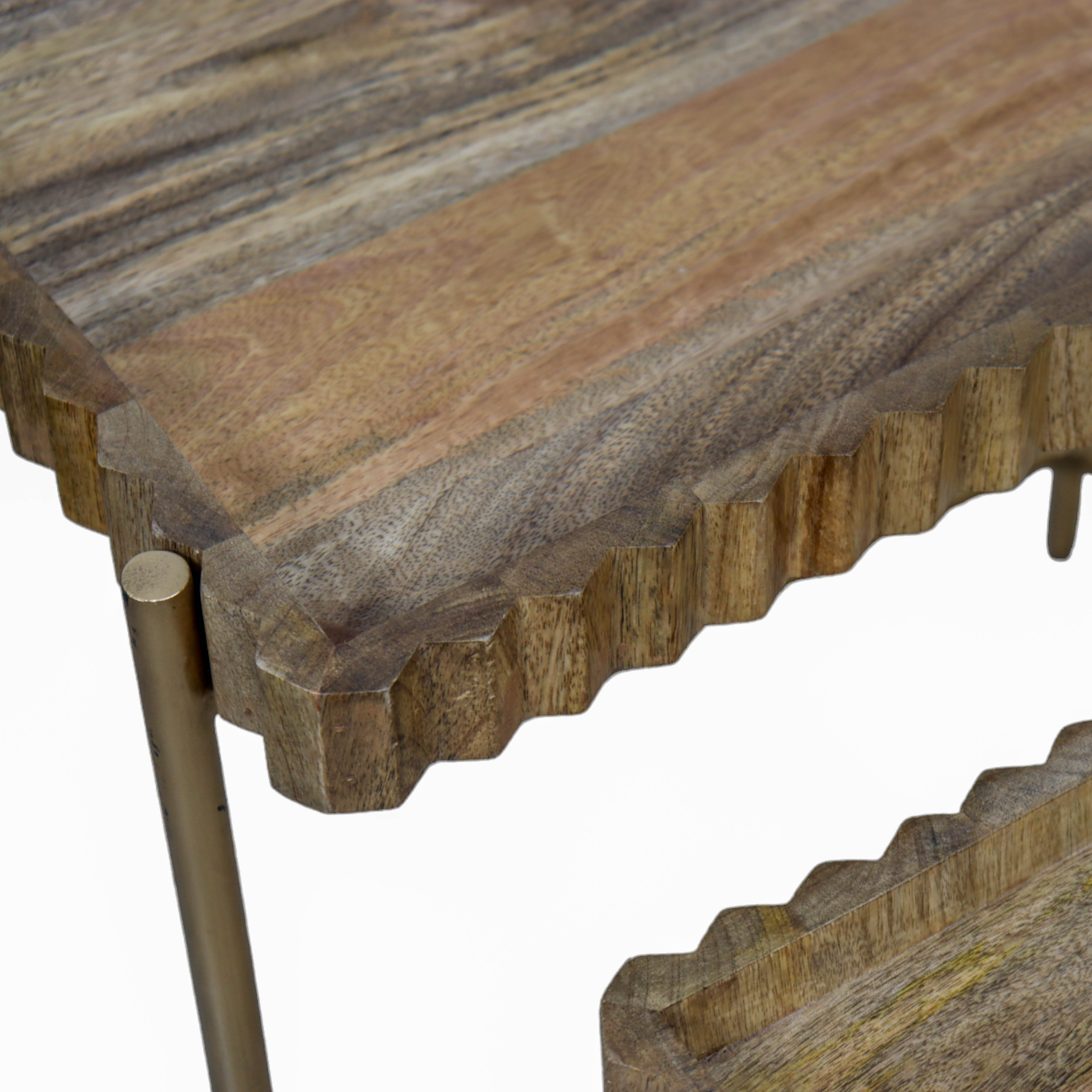 Iron and Wooden Carving Nesting Table