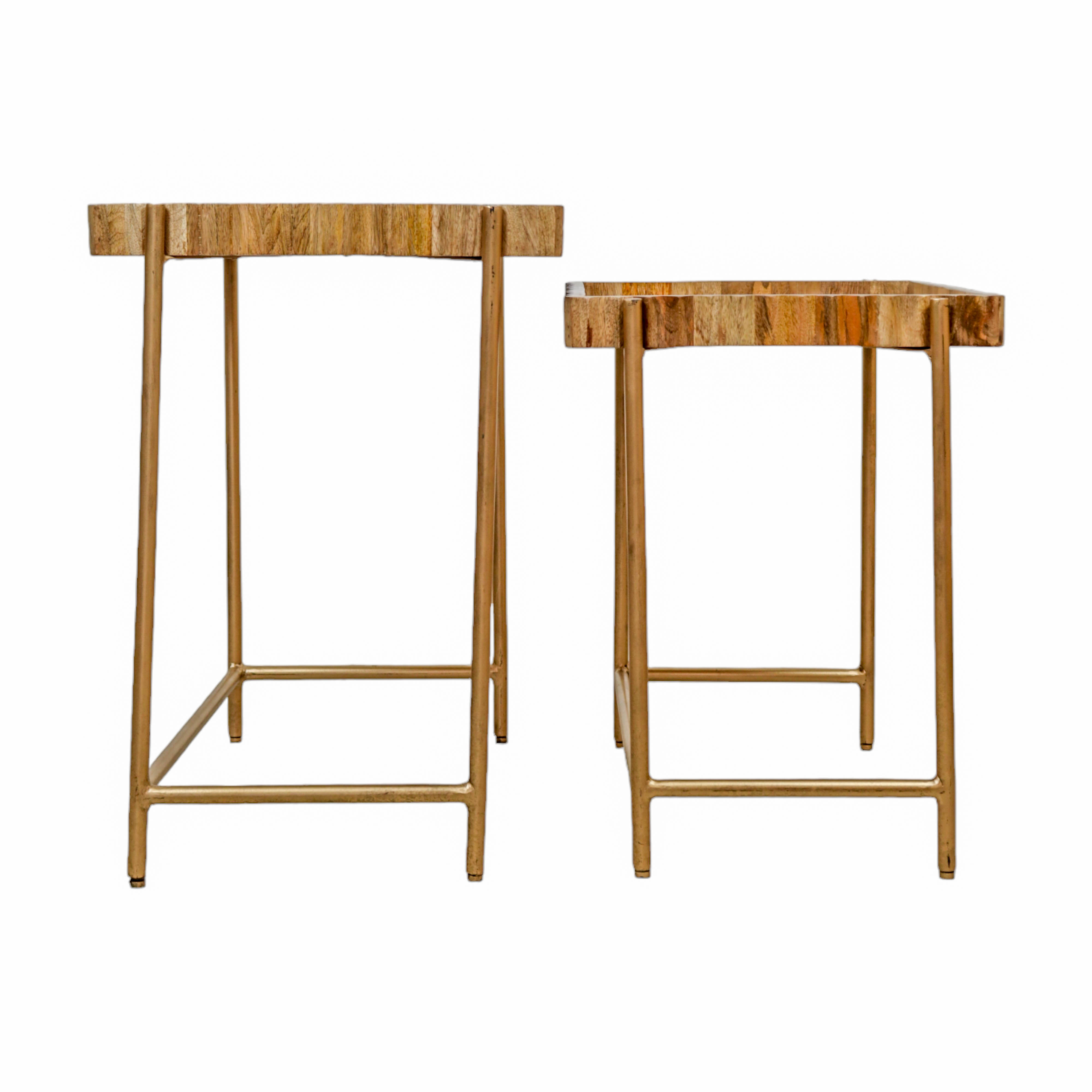 Iron and Wooden Carving Nesting Table