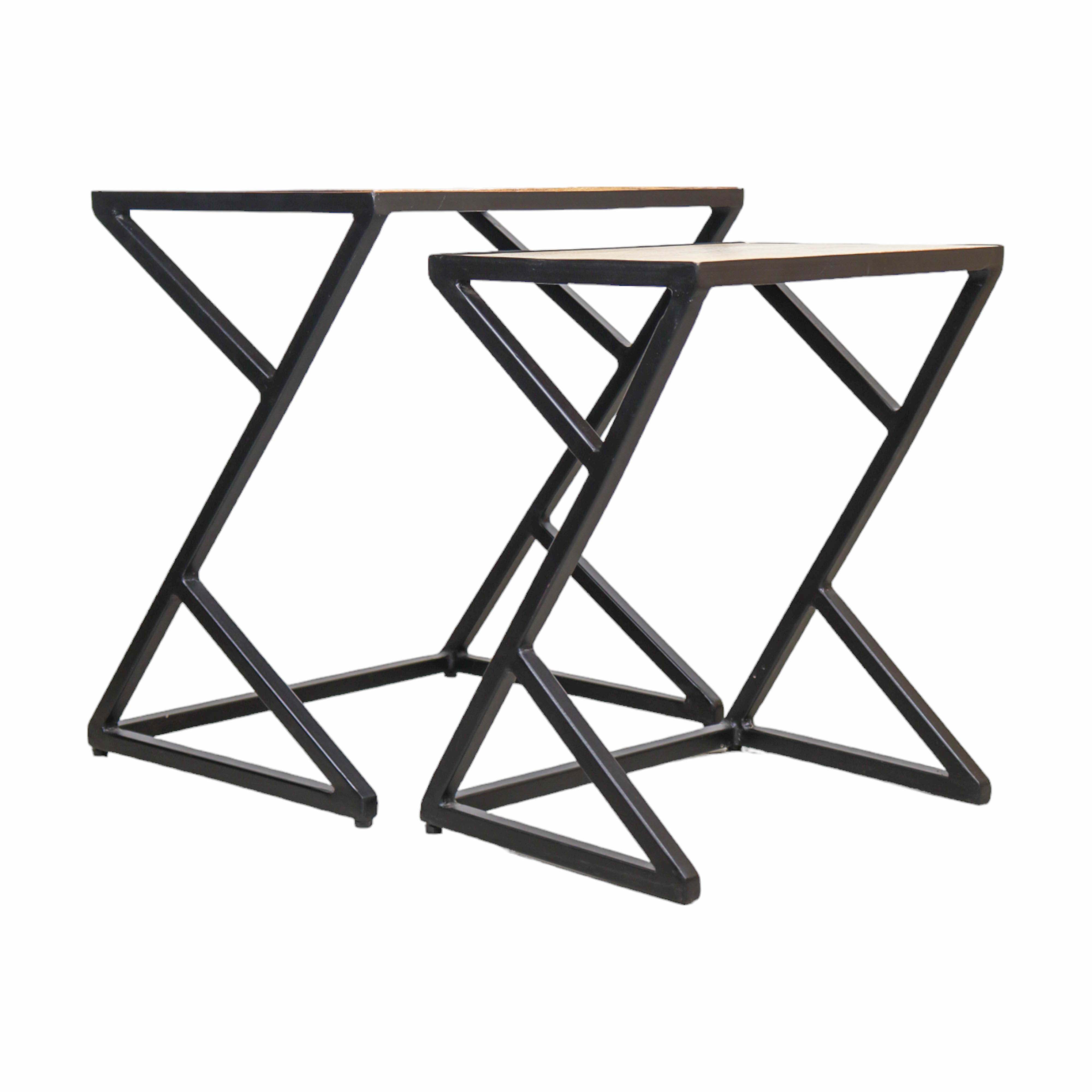 Wooden and Block Iron Nesting Table