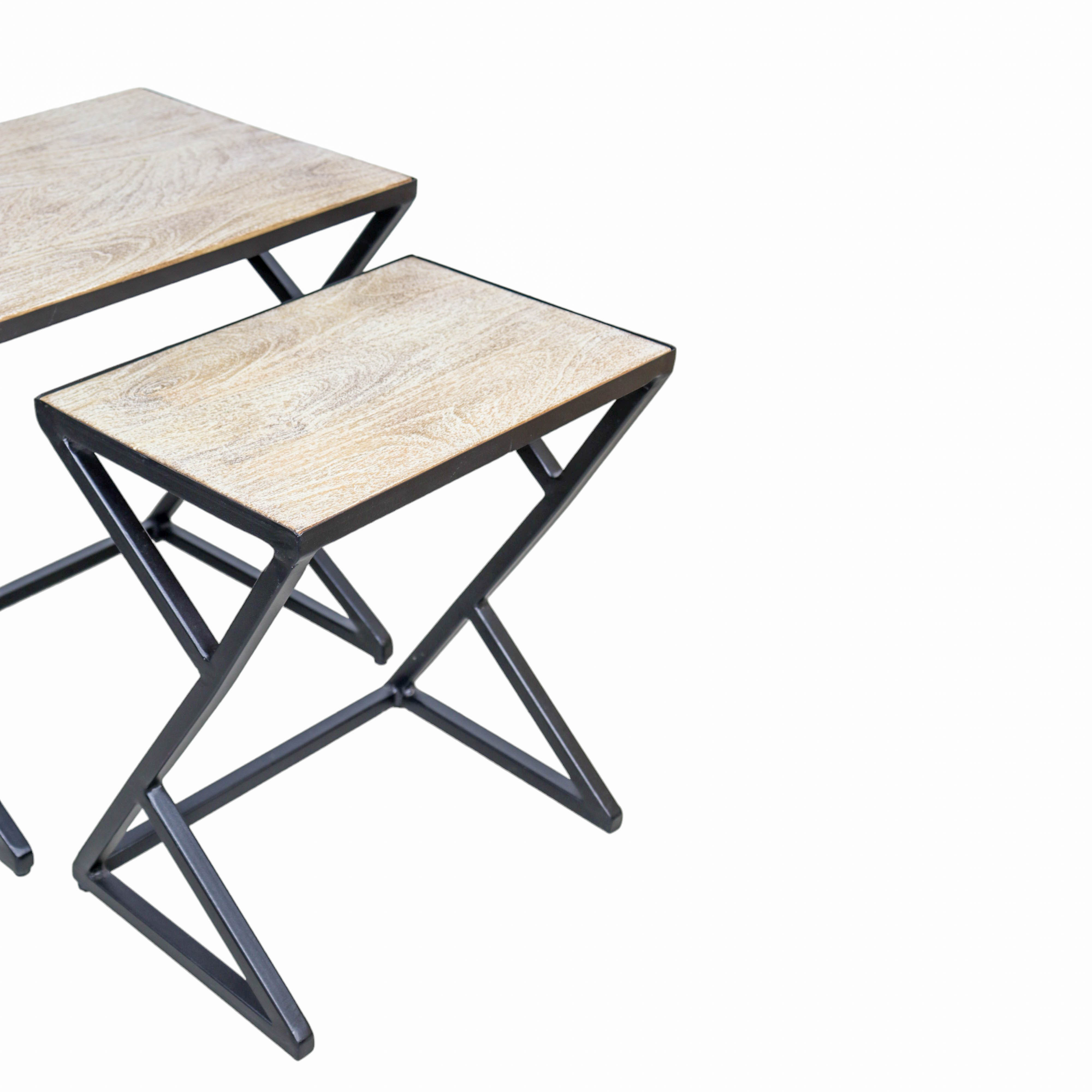 Wooden and Block Iron Nesting Table