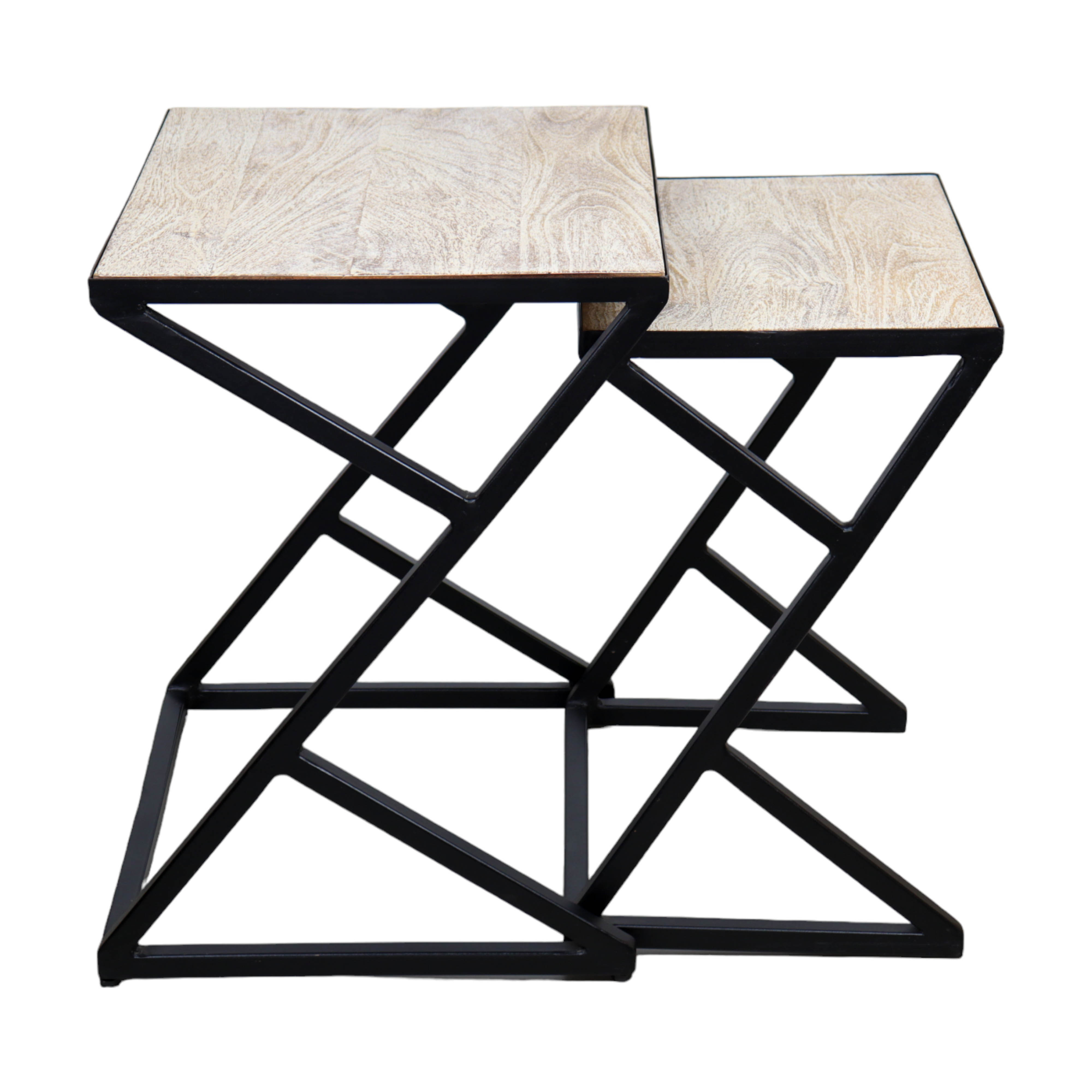 Wooden and Block Iron Nesting Table