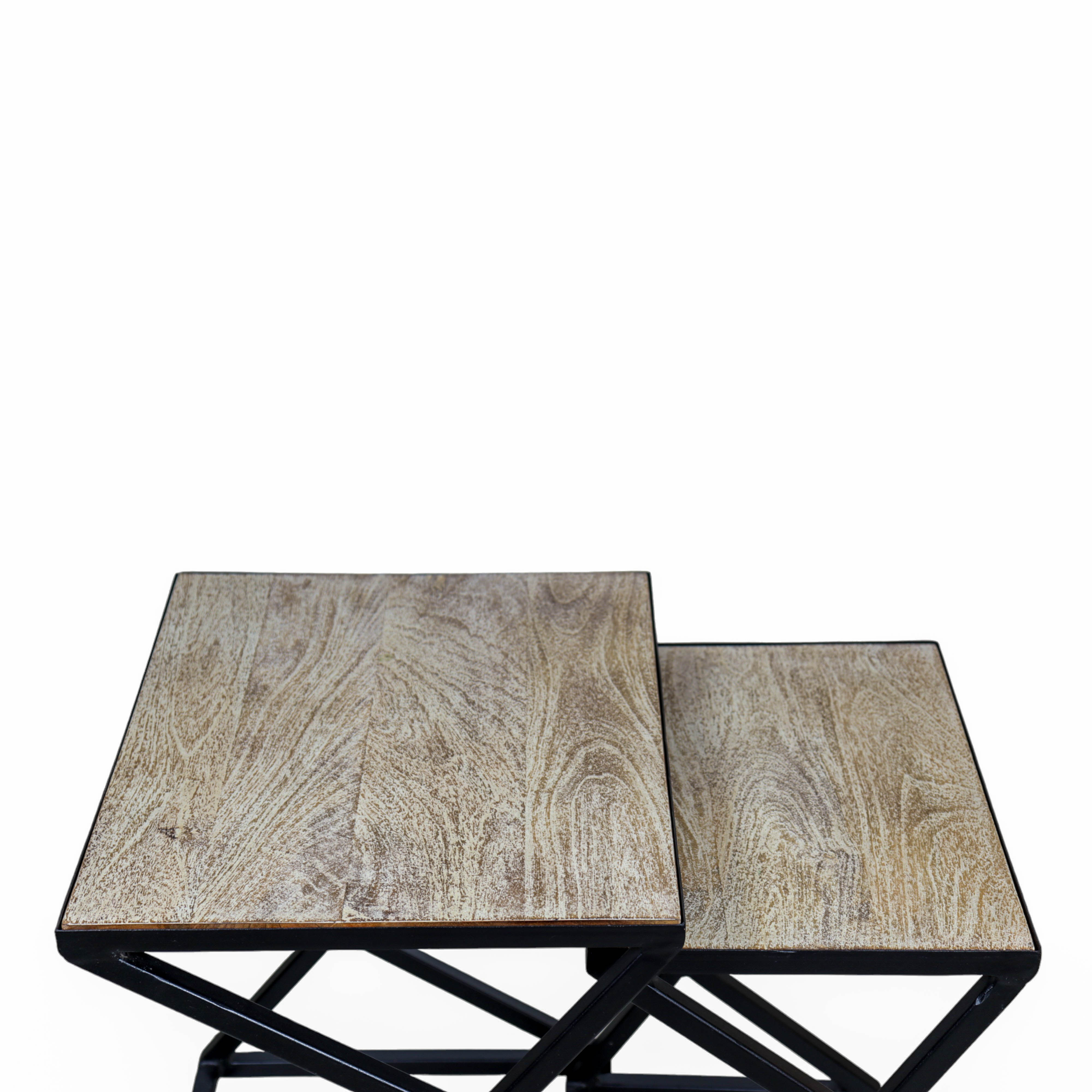 Wooden and Block Iron Nesting Table
