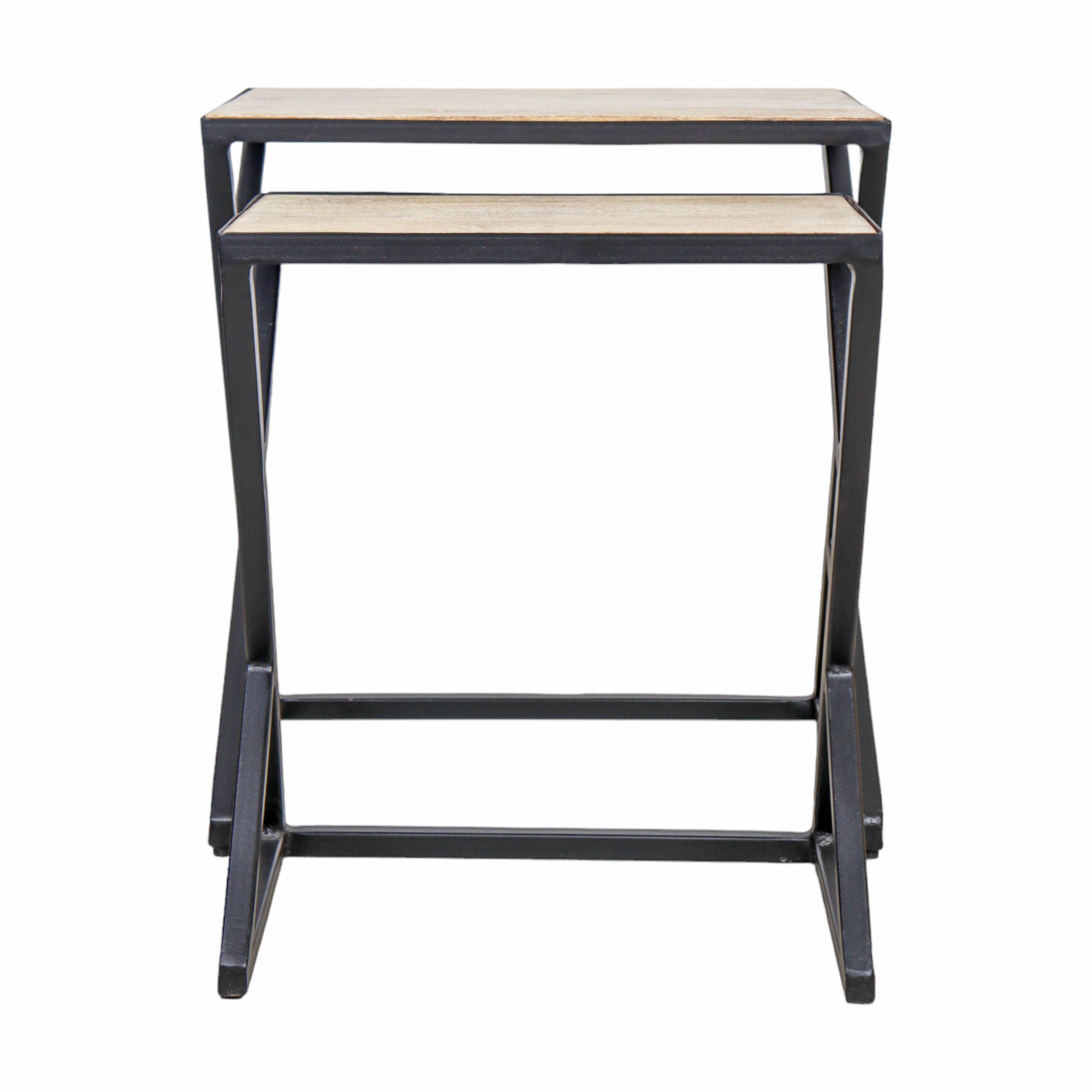Wooden and Block Iron Nesting Table