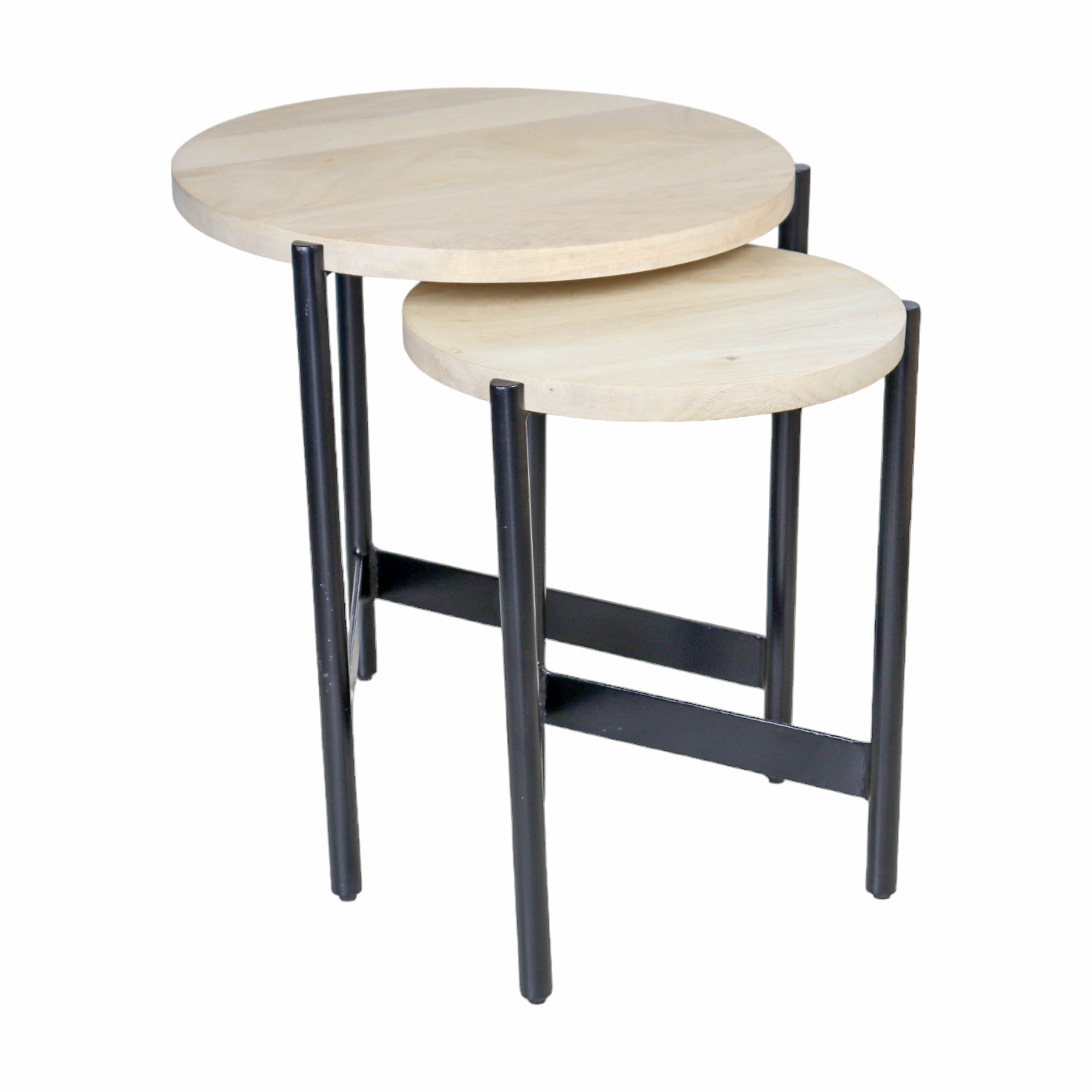 Wood and Block Iron Nesting Table