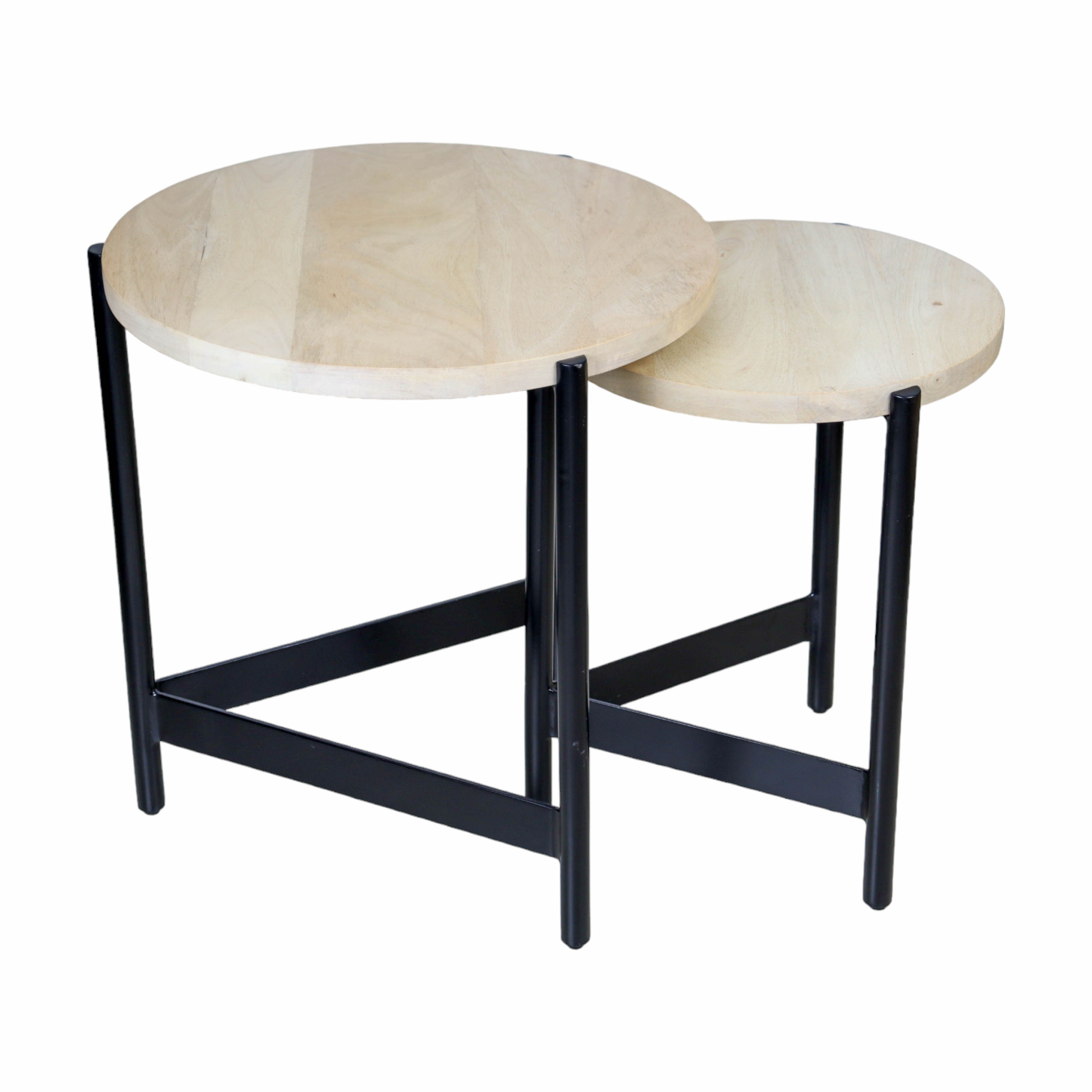Wood and Block Iron Nesting Table