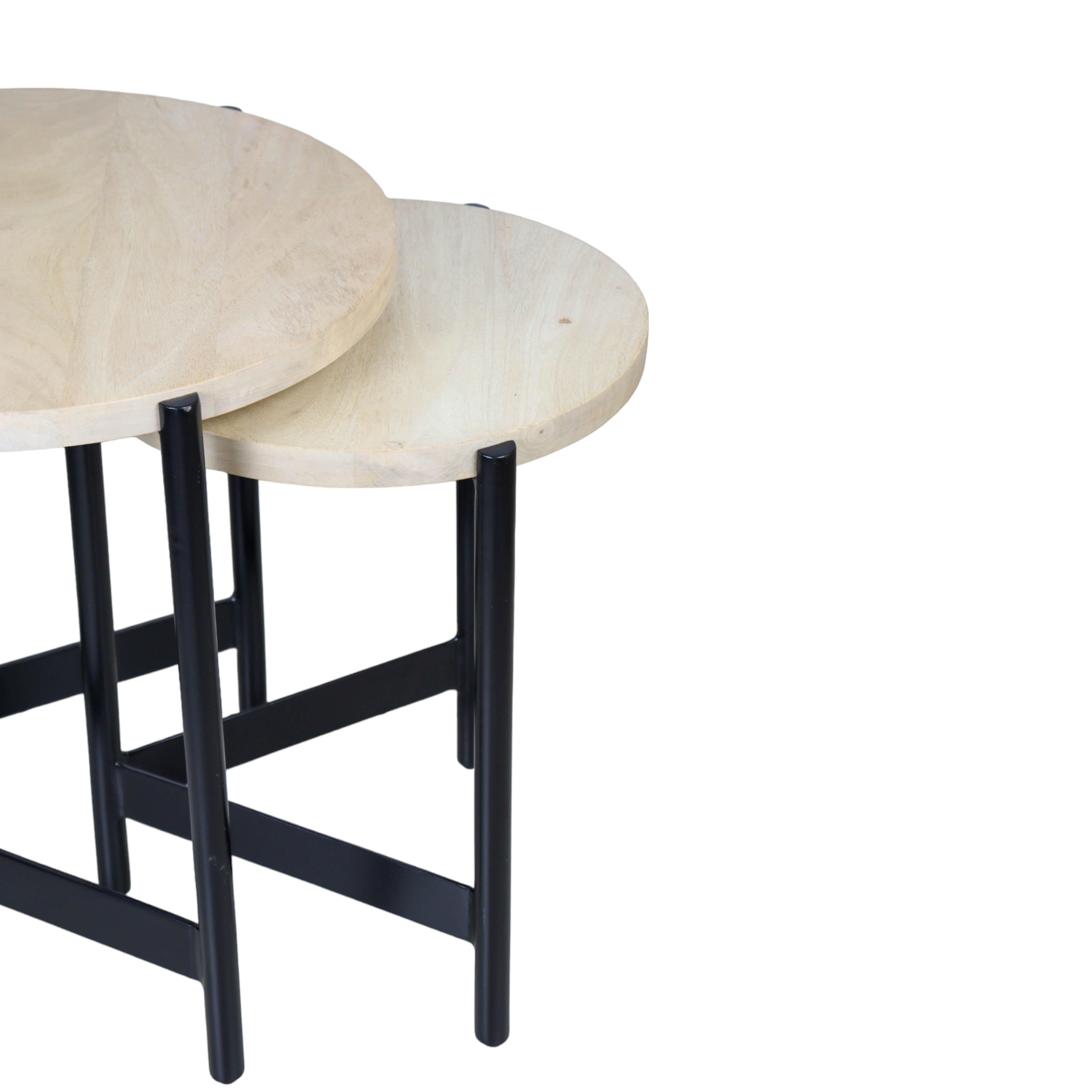Wood and Block Iron Nesting Table