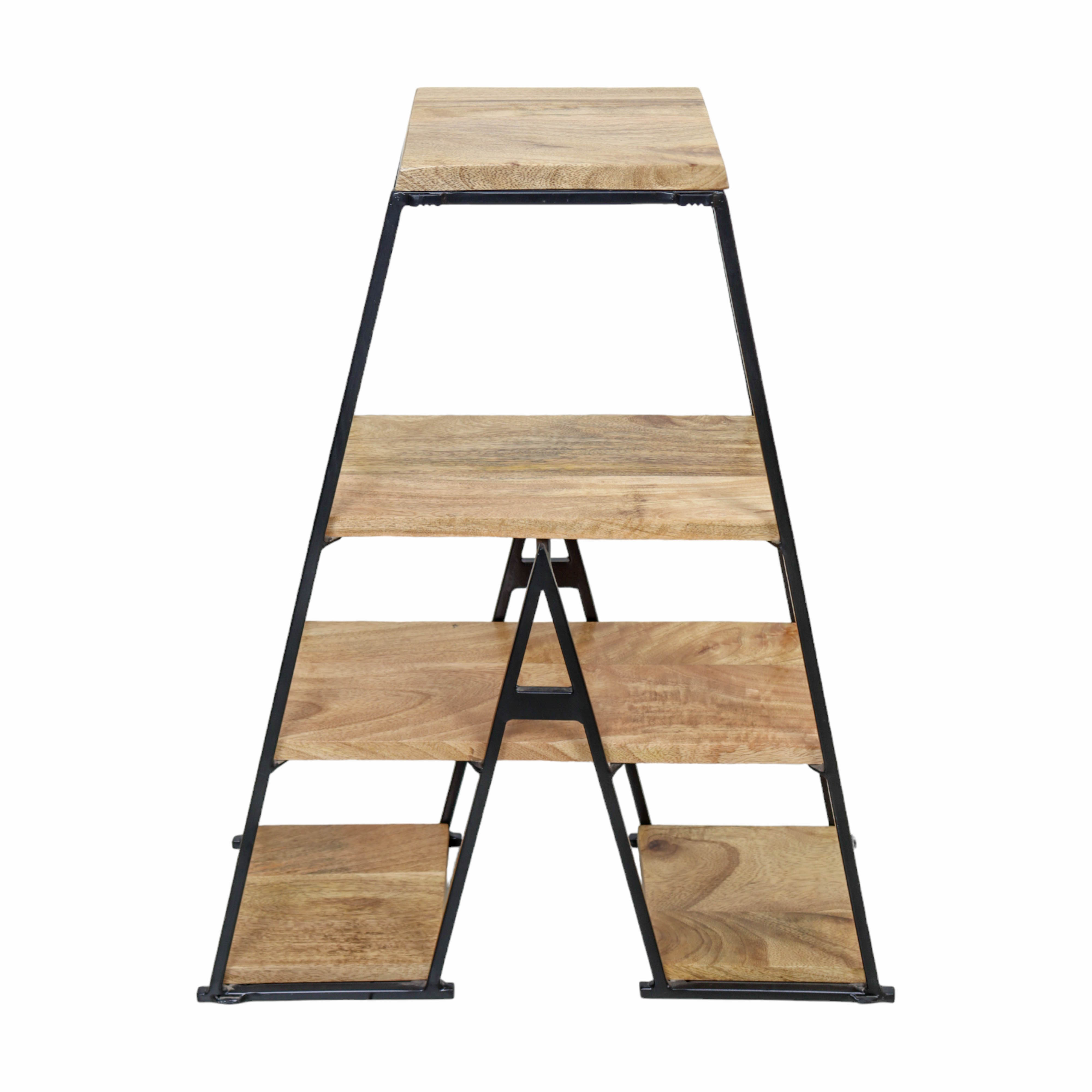 Triangle Shape Wood and Iron Display Stand