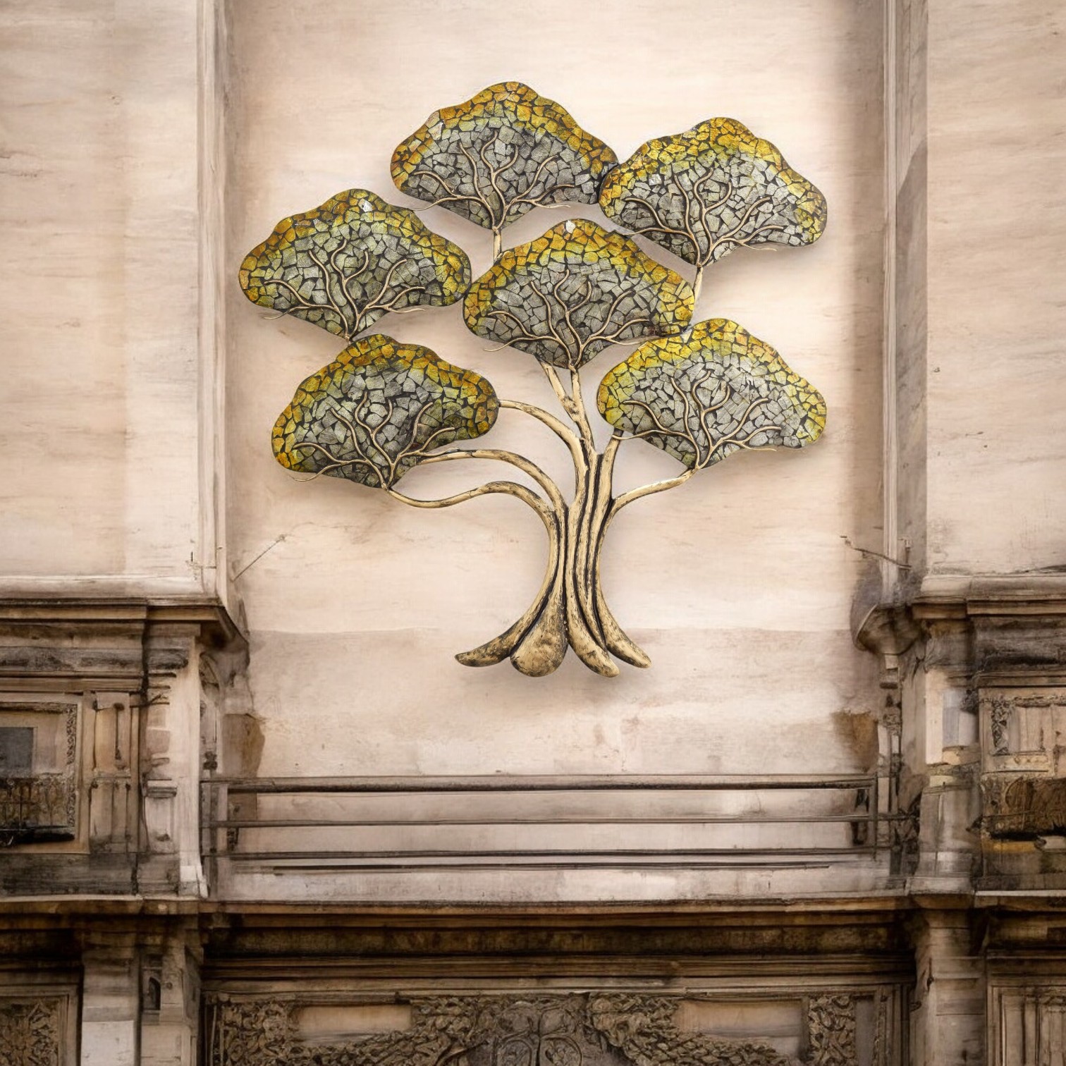 Mirror Mosaic Wall Decor Metal Tree