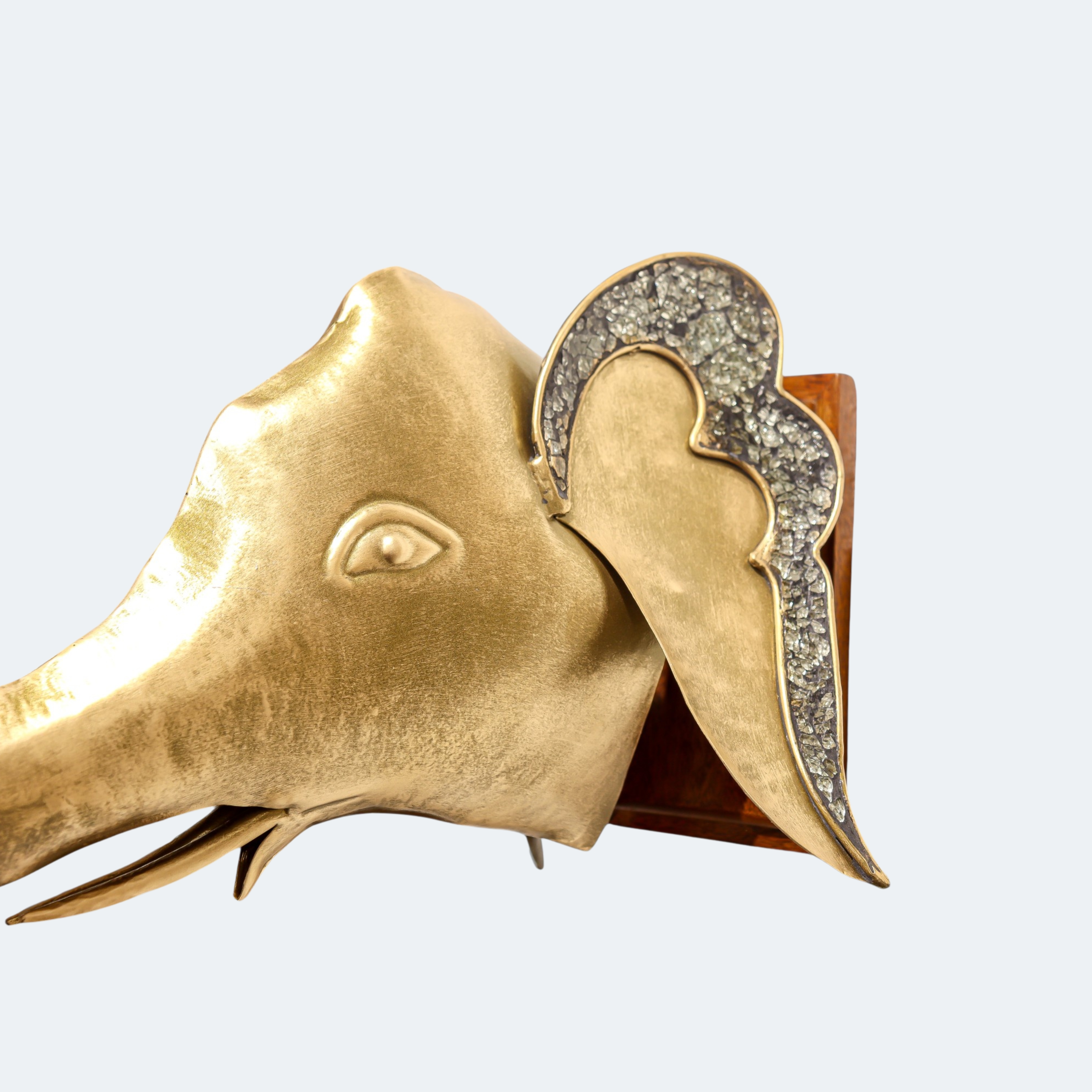 Golden Metal Elephant Head wall Decor