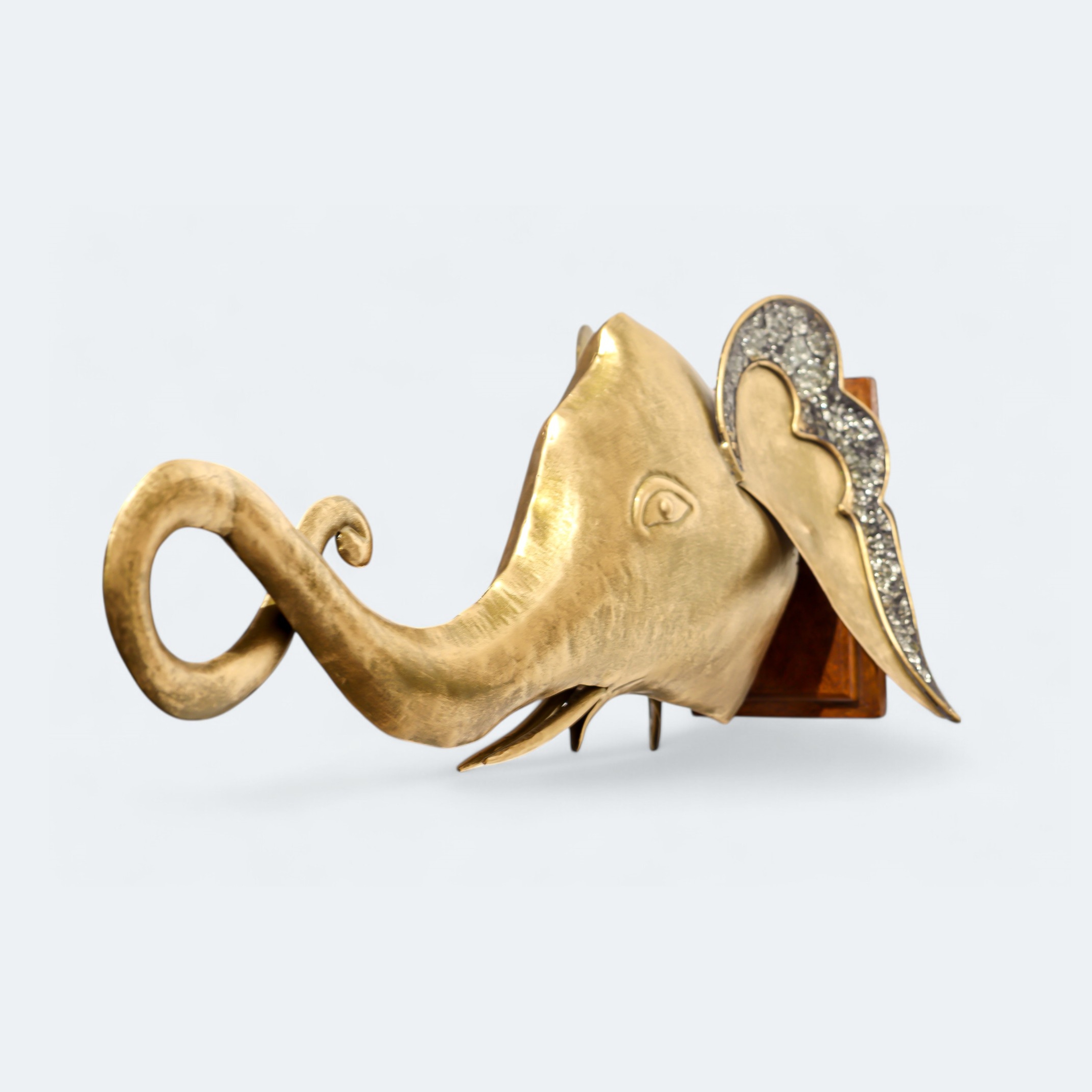 Golden Metal Elephant Head wall Decor