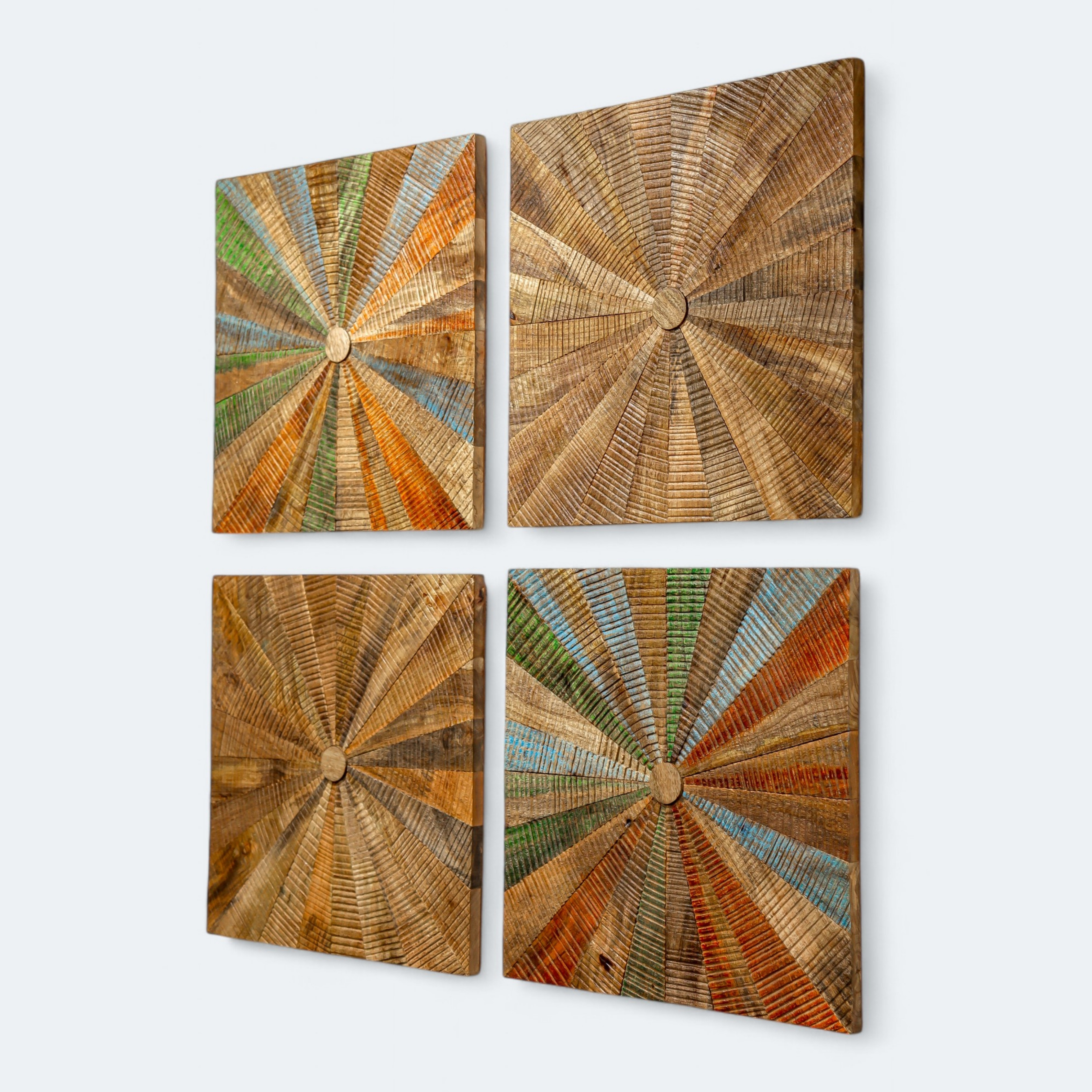 Abstract Design 4 PC Wooden Wall Decor