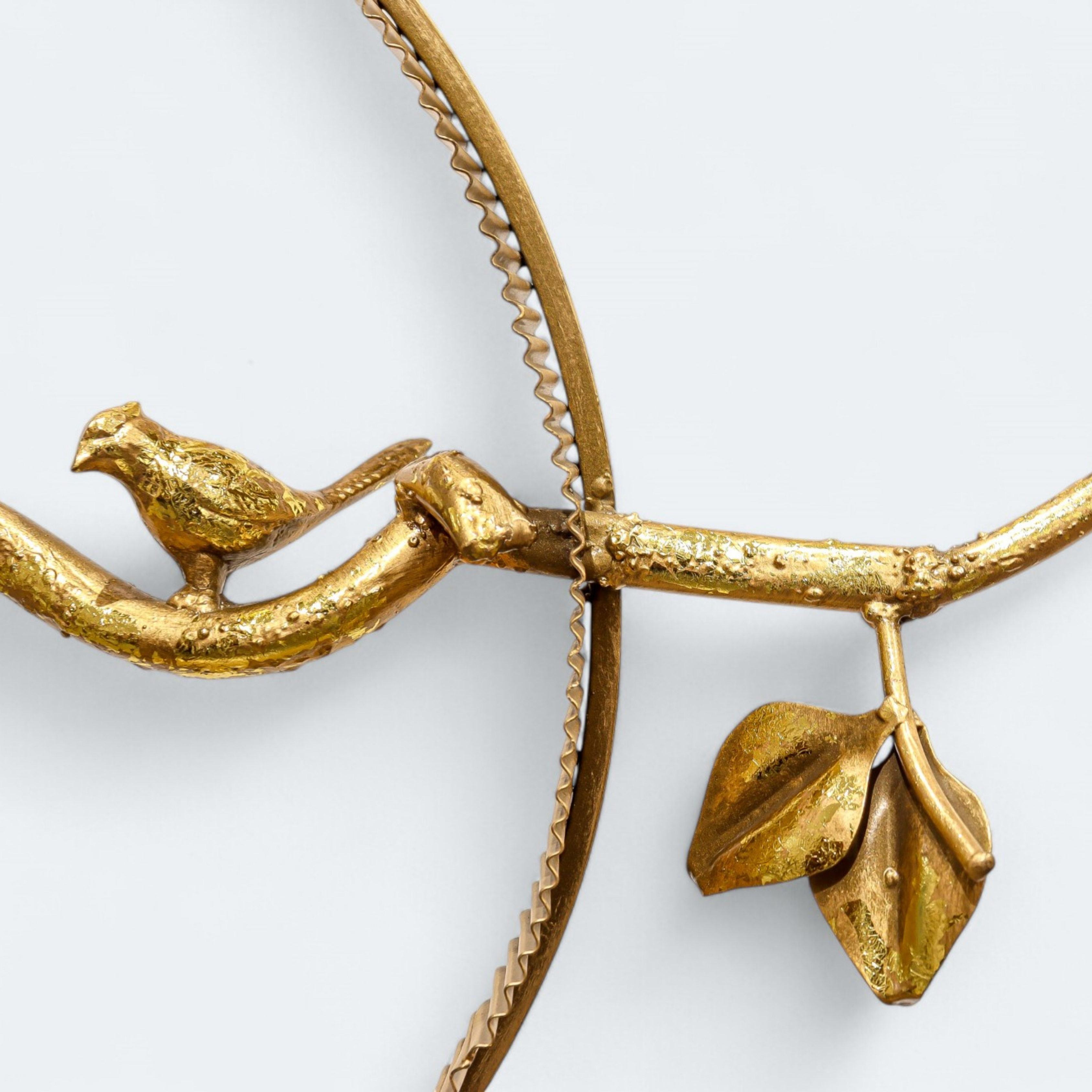 Golden Metal Bird with Tree