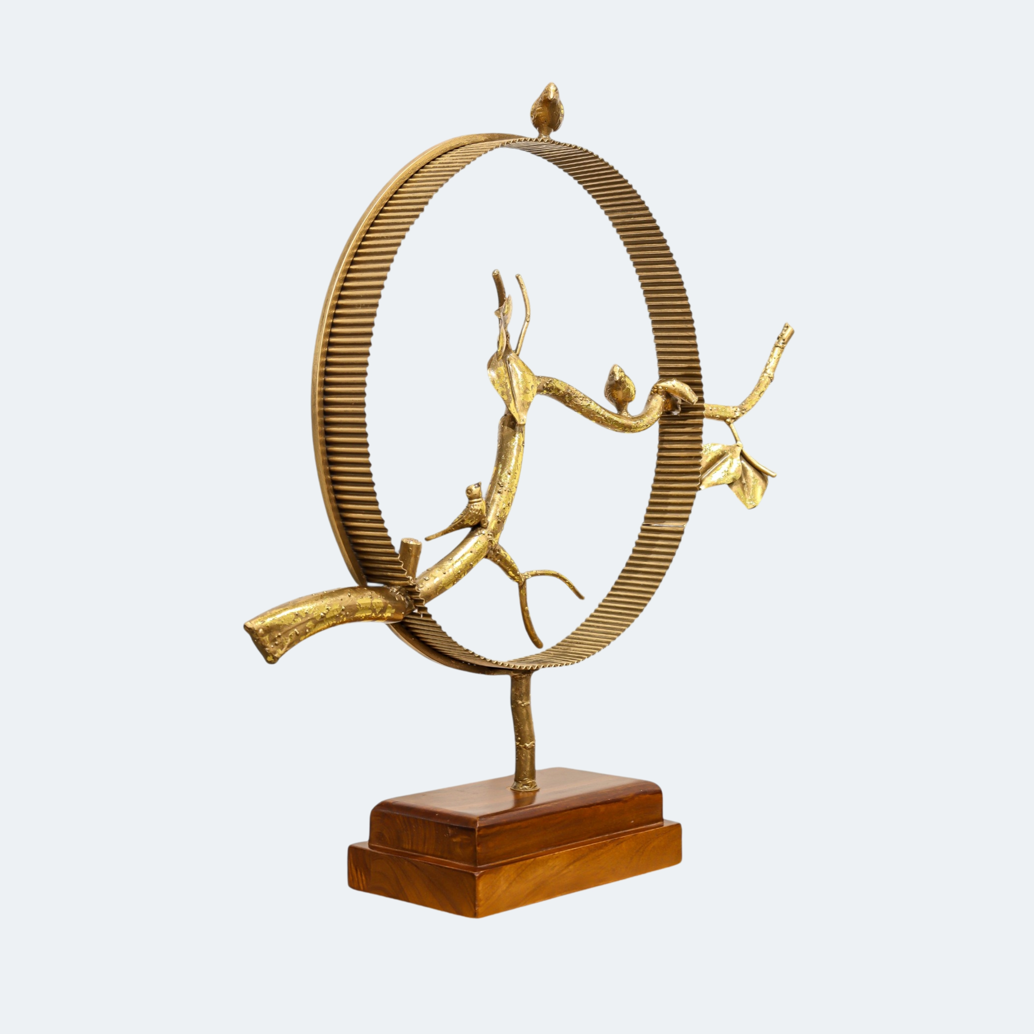 Golden Metal Bird with Tree