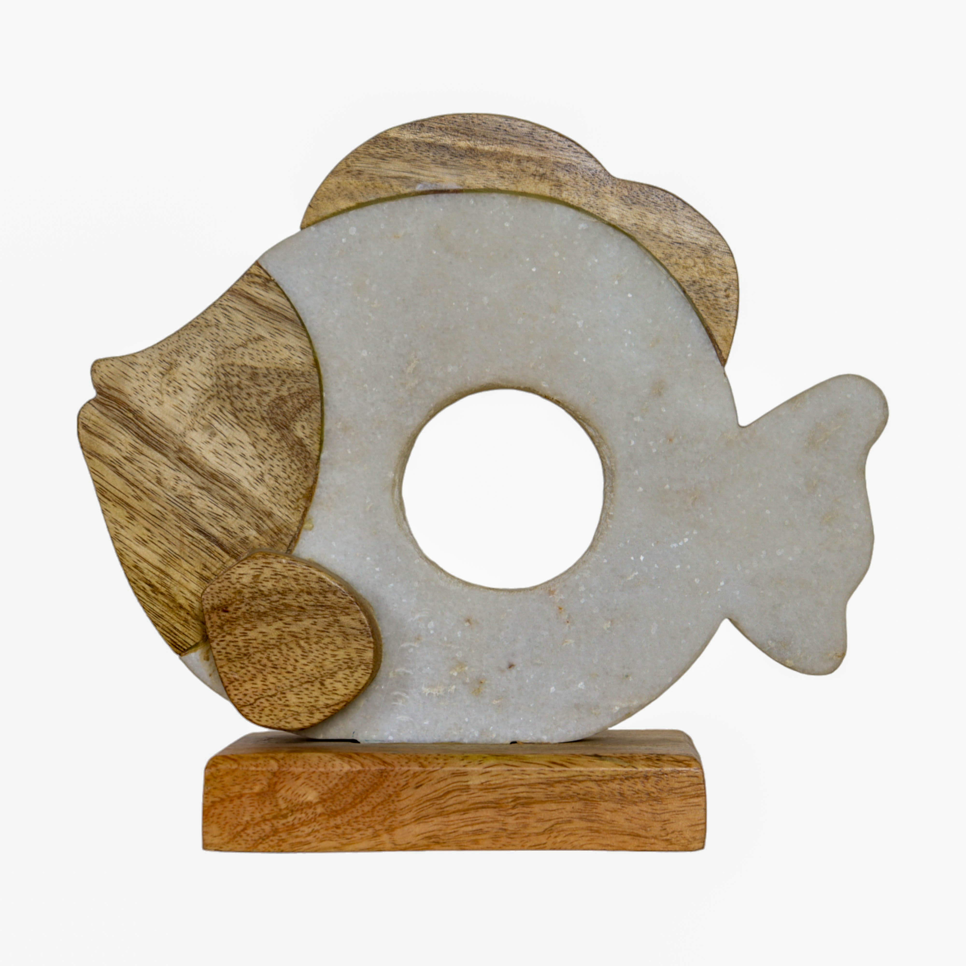 Stone Wooden Fish Sculpture
