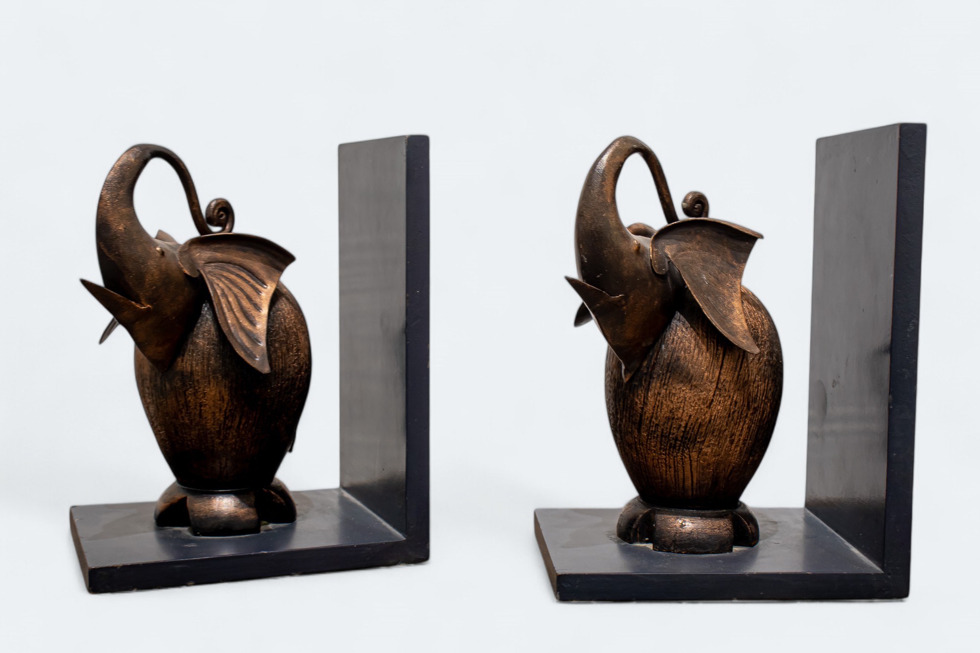 Wooden Elephant Bookends