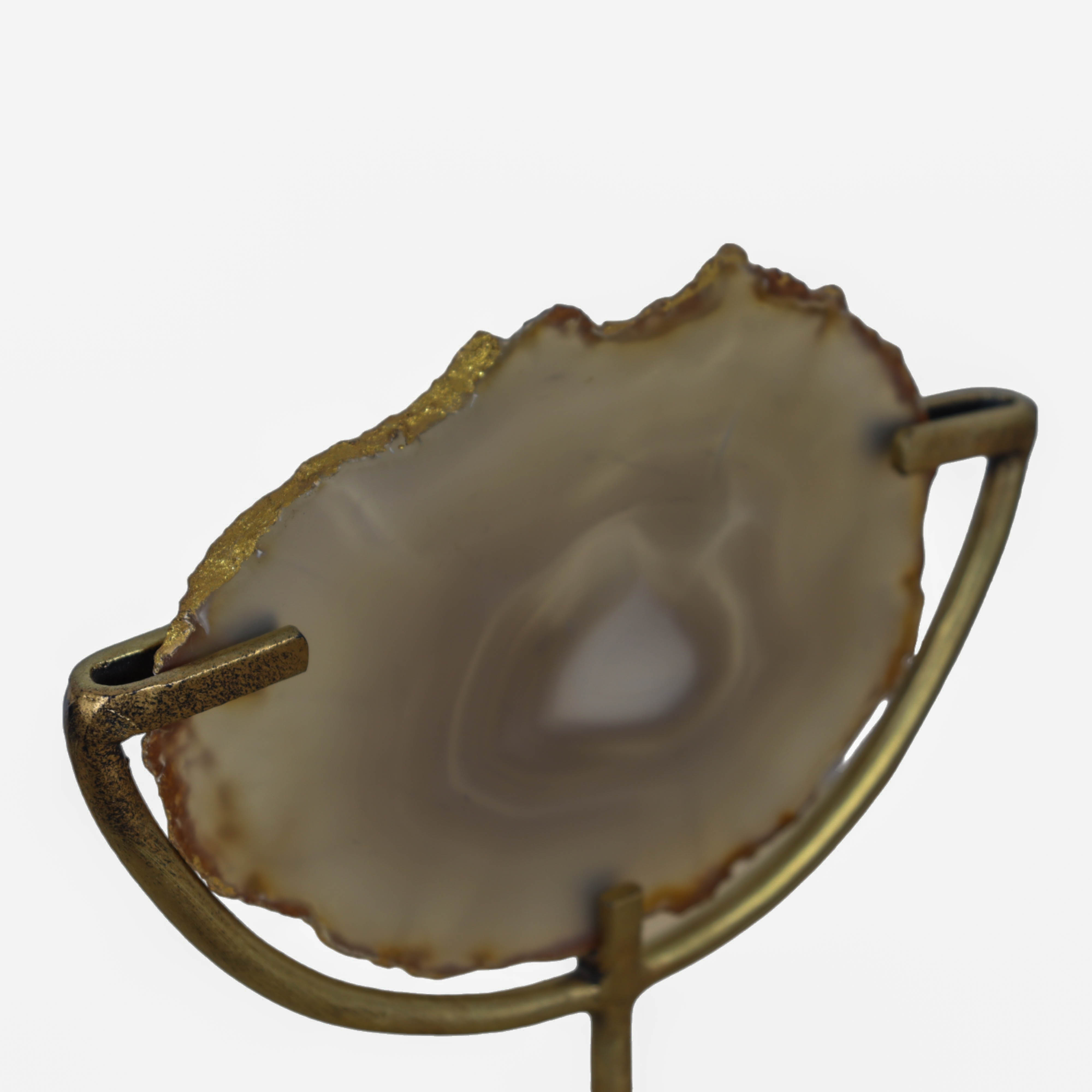 Decorative Agate Stone Slice on Metal Stand
