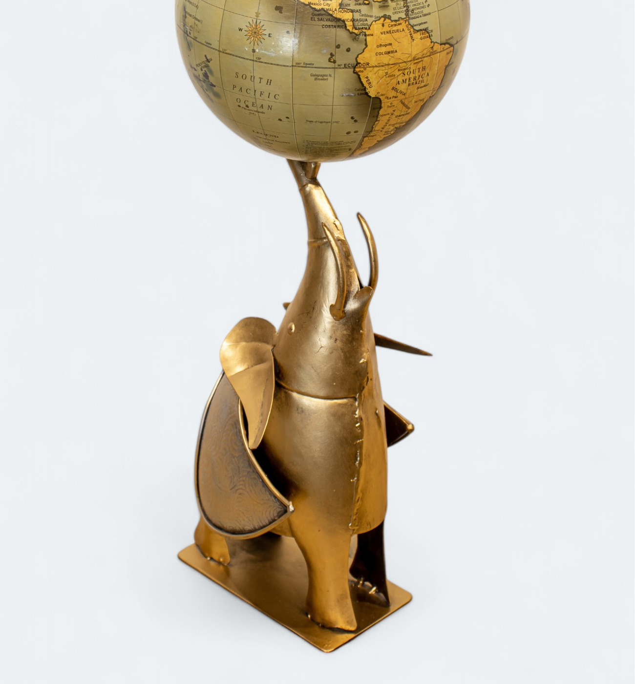Unique Globe-Holding Elephant Figurine