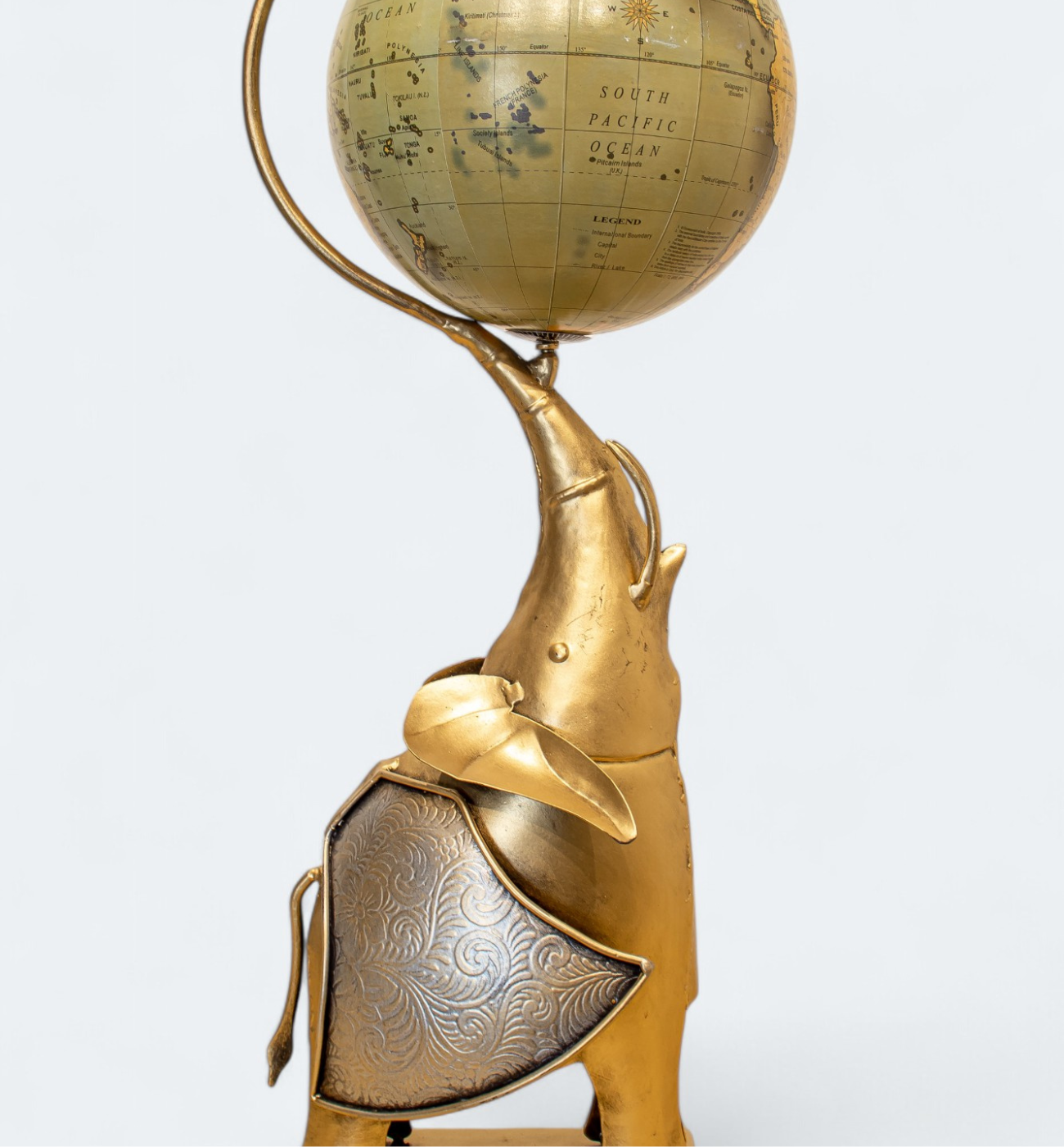 Unique Globe-Holding Elephant Figurine