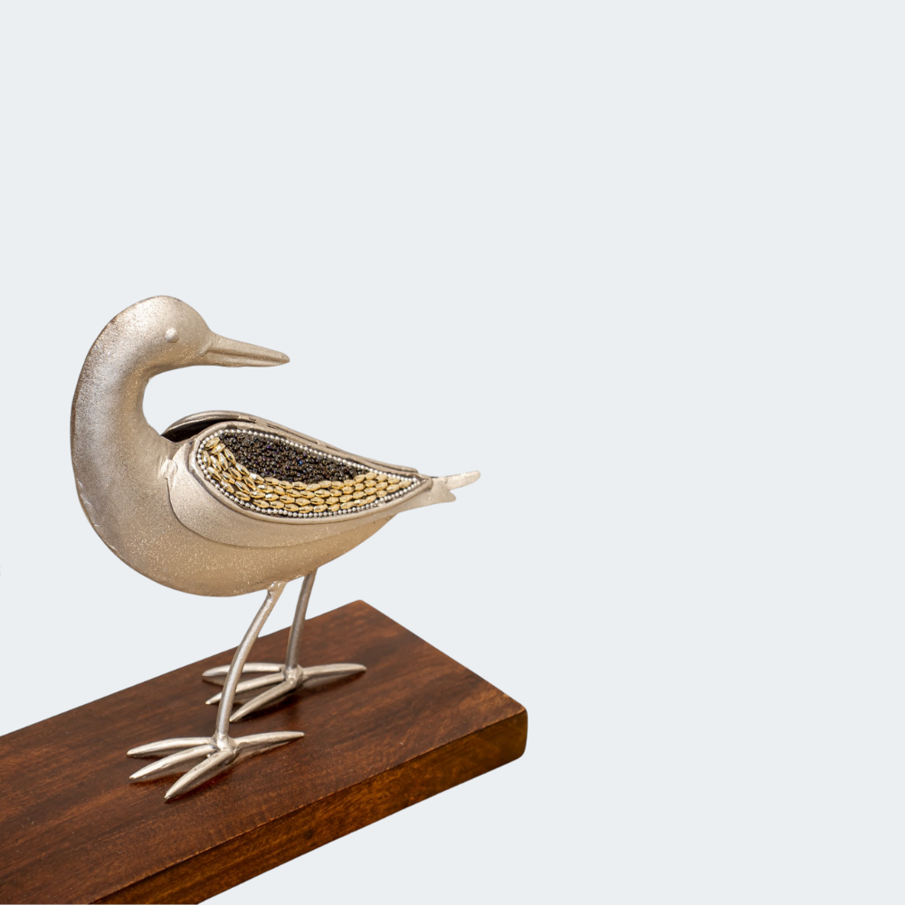 Elegant White Bird Pair Statue
