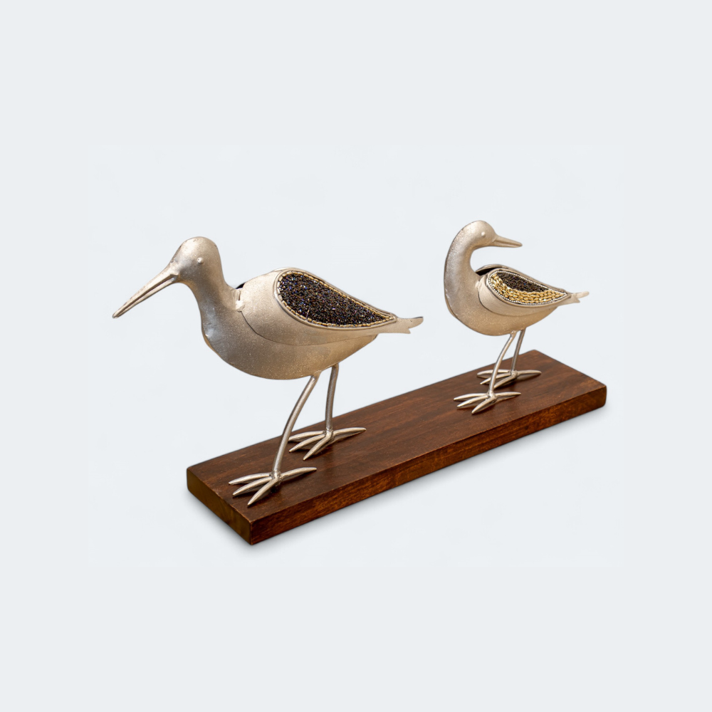 Elegant White Bird Pair Statue