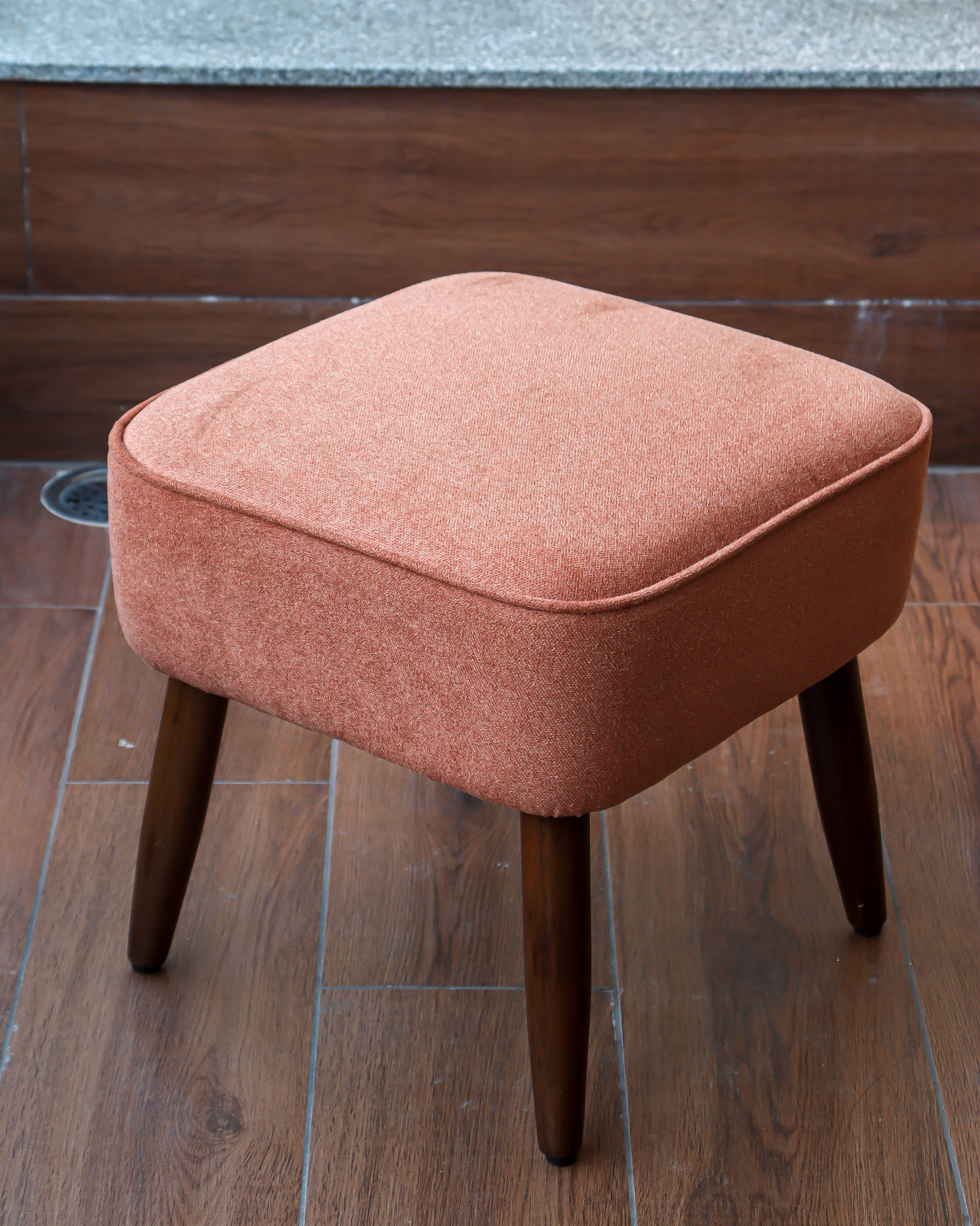 Premium Pink Teak Wood Pouffe