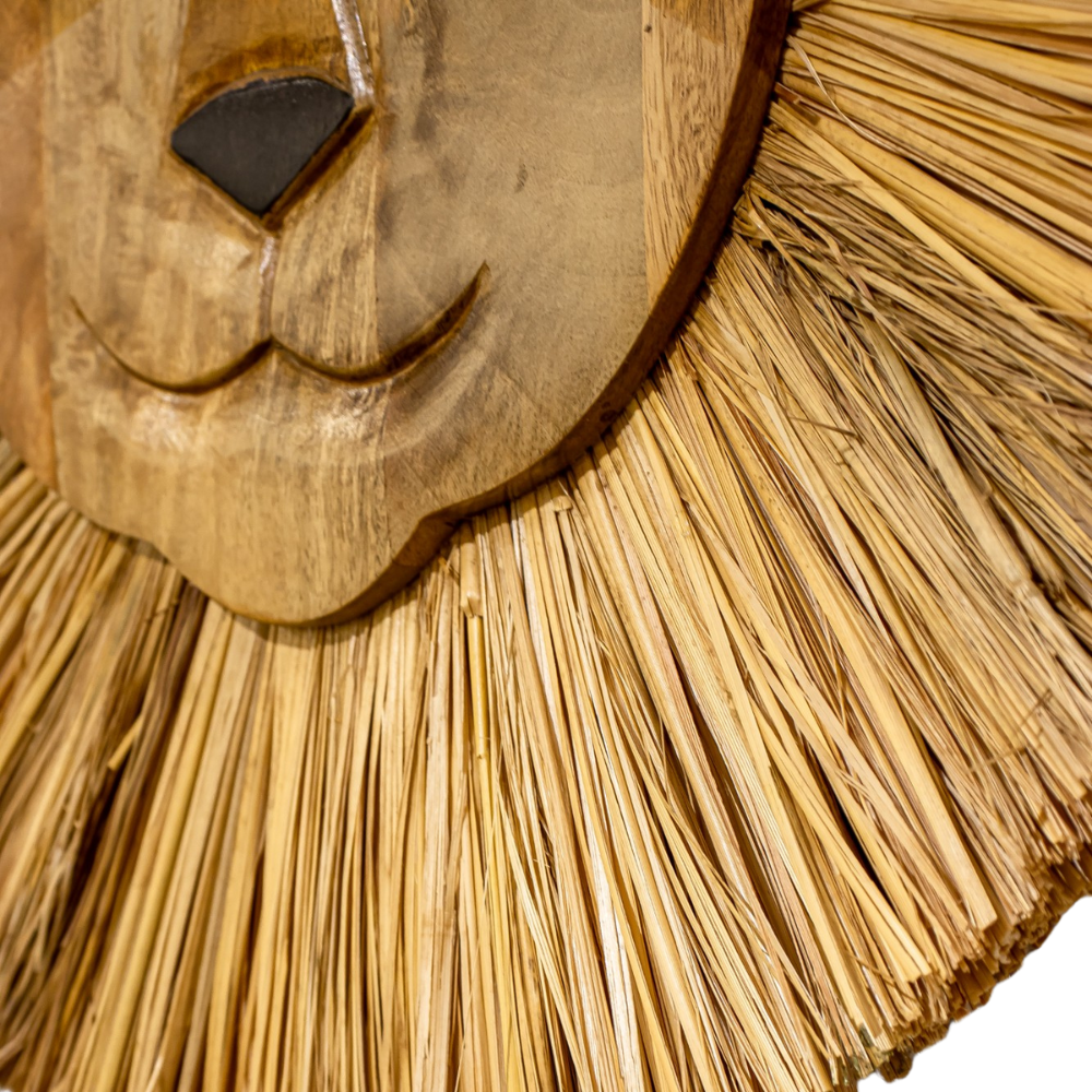 Wooden Lion Face Wall Hanging