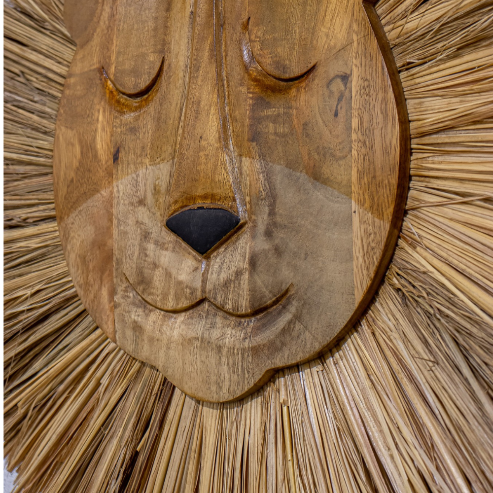 Wooden Lion Face Wall Hanging
