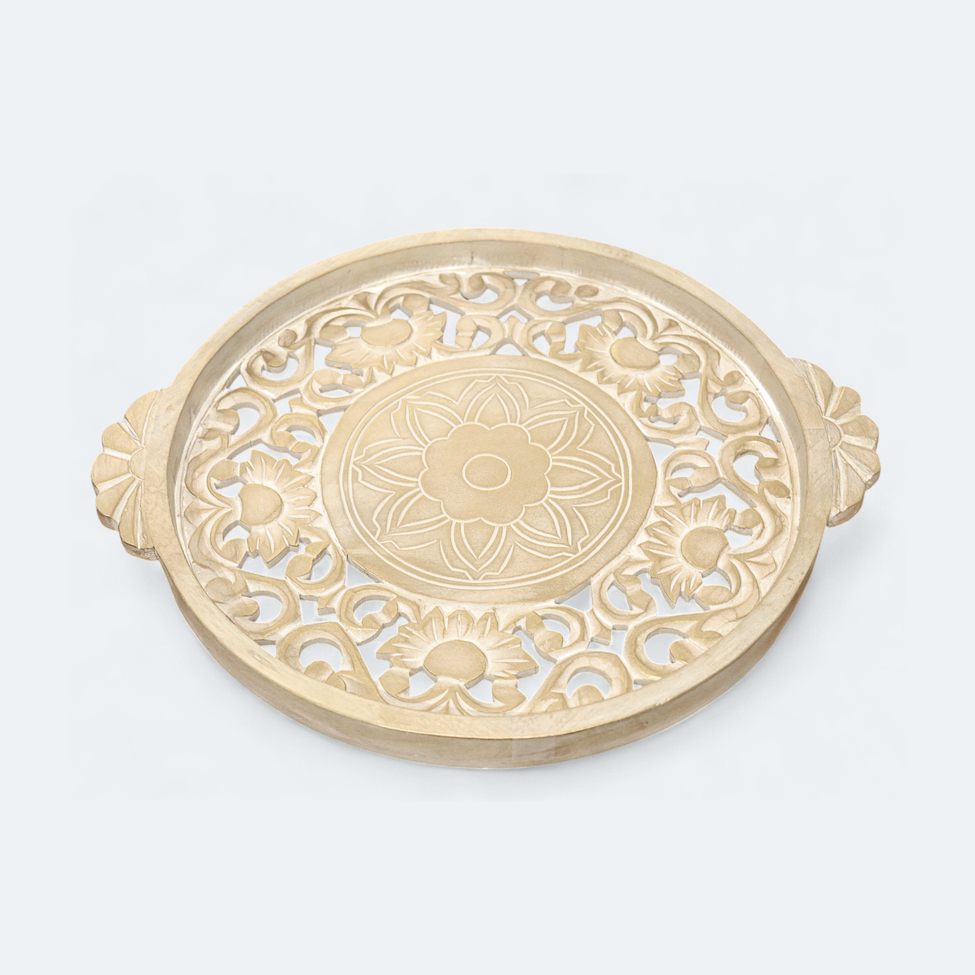 Wooden Serving Round Carved Tray