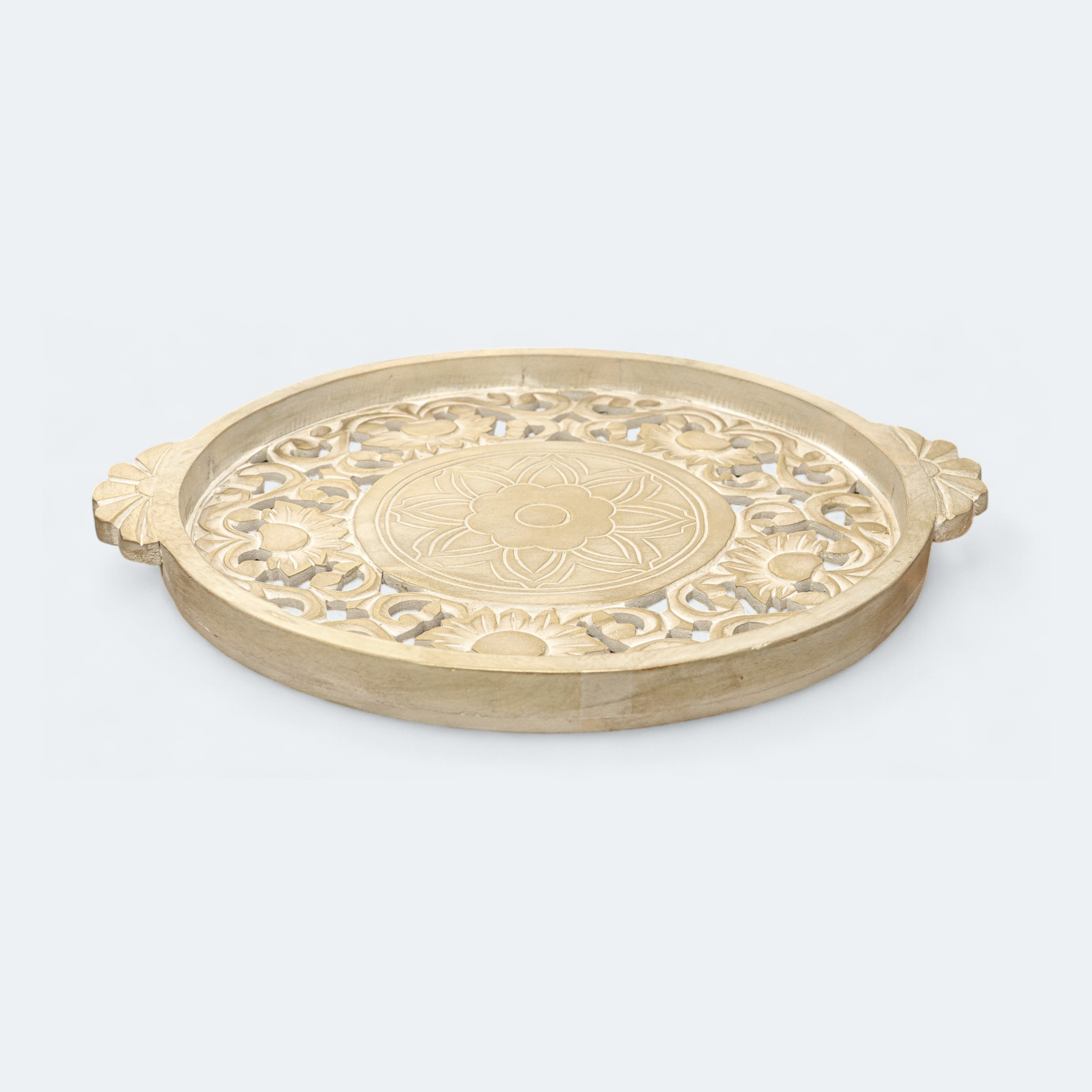 Wooden Serving Round Carved Tray