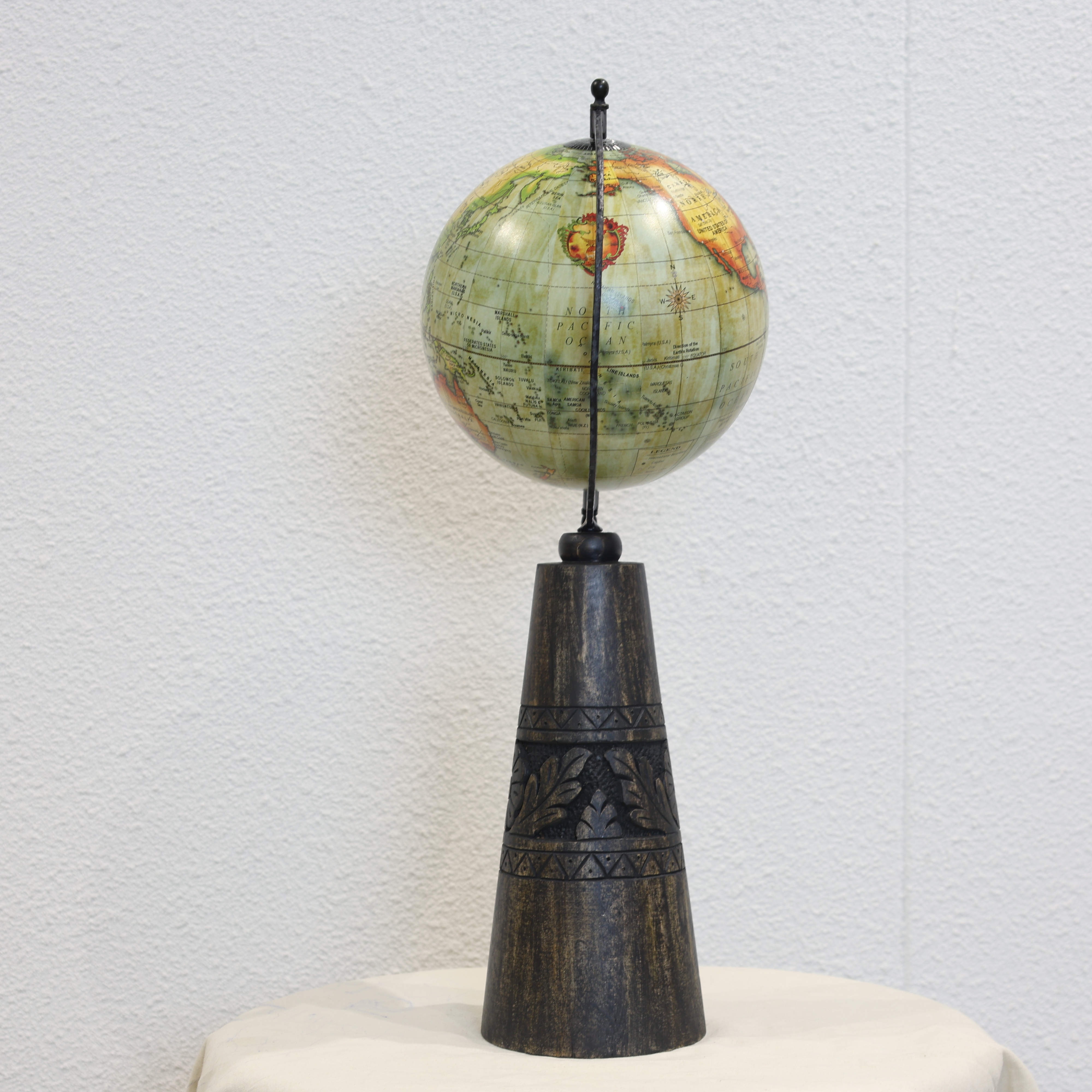 Crafted Wooden Carving Leg Globe